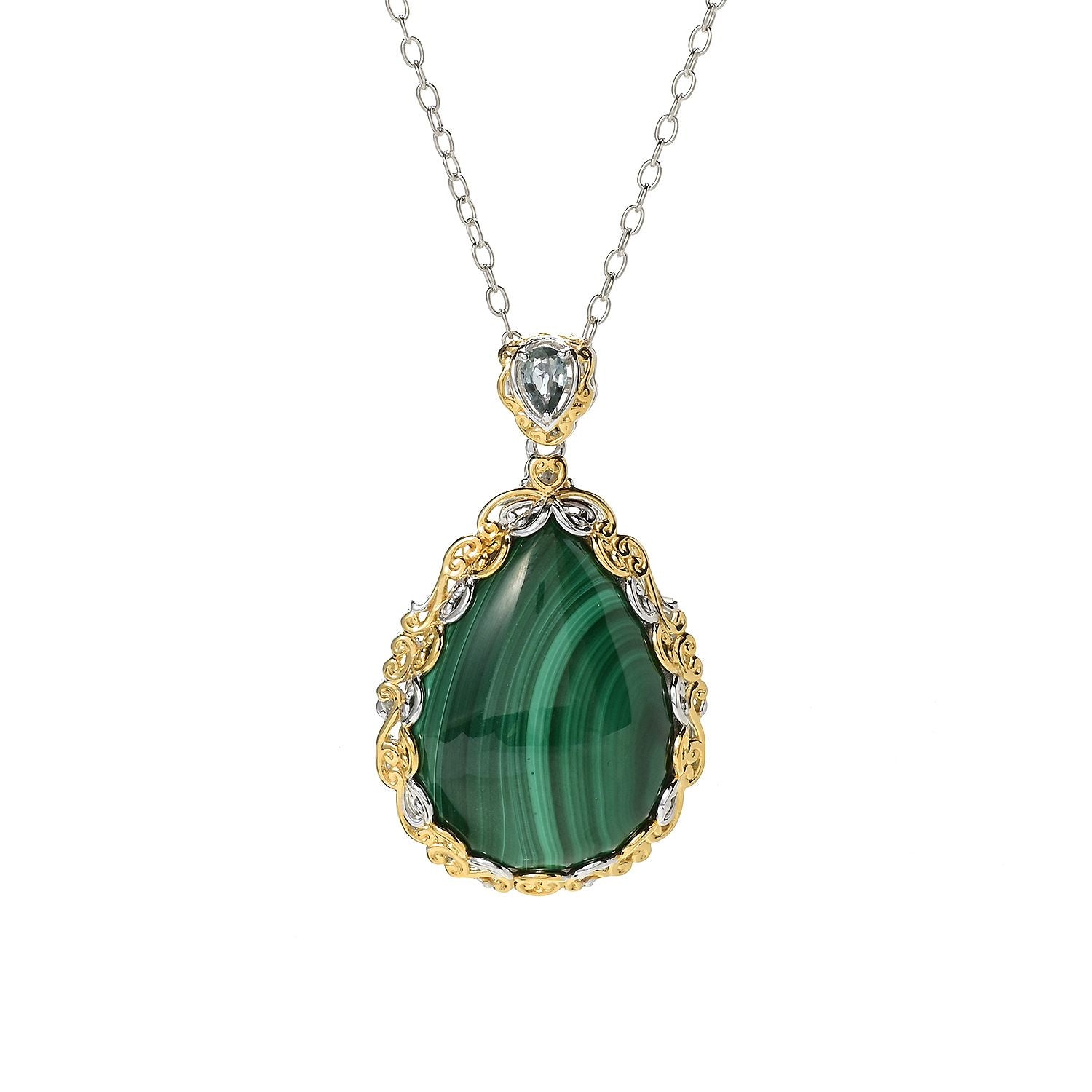 Gems en Vogue Malachite & Green Sapphire Pendant