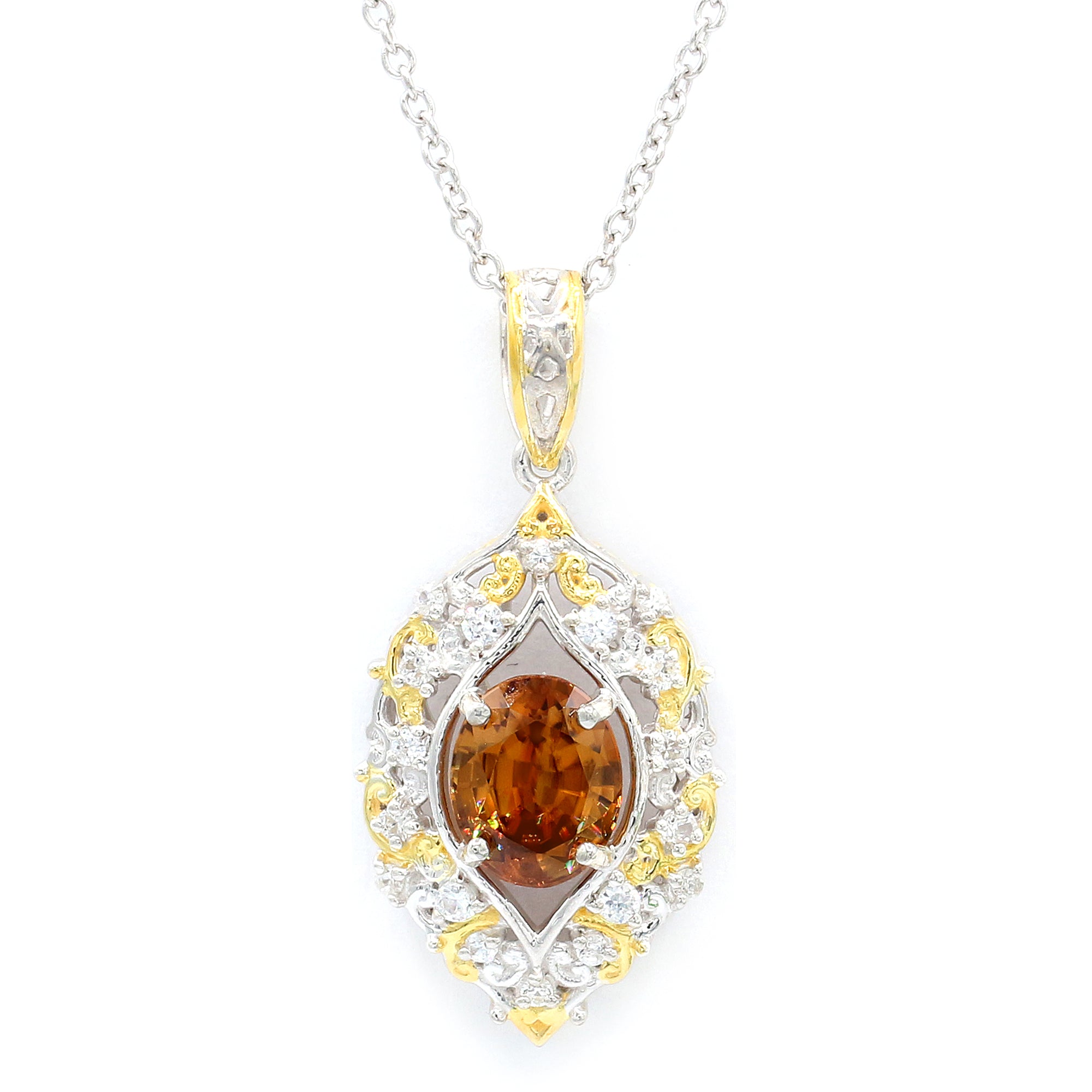 Gems en Vogue One-of-a-Kind 4.11ctw Mocha Zircon & White Zircon Pendant