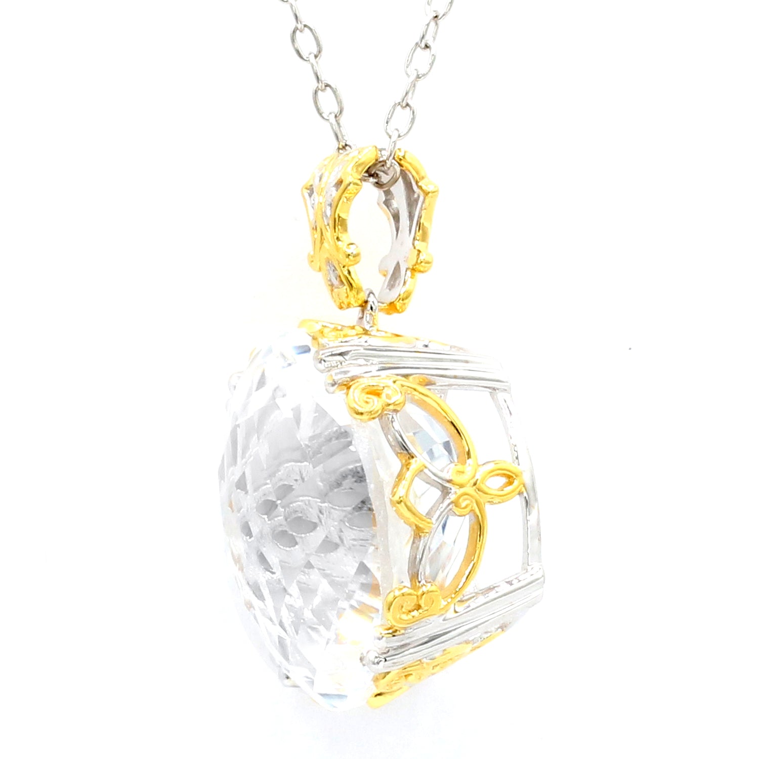 Gems en Vogue 22.40ctw Round Clear Quartz Honker Pendant