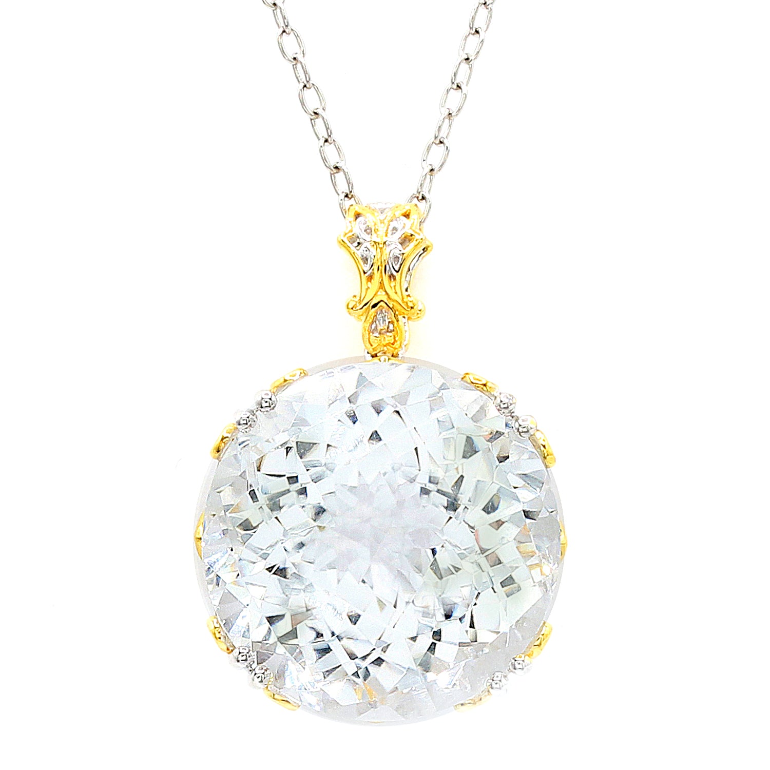 Gems en Vogue 22.40ctw Round Clear Quartz Honker Pendant