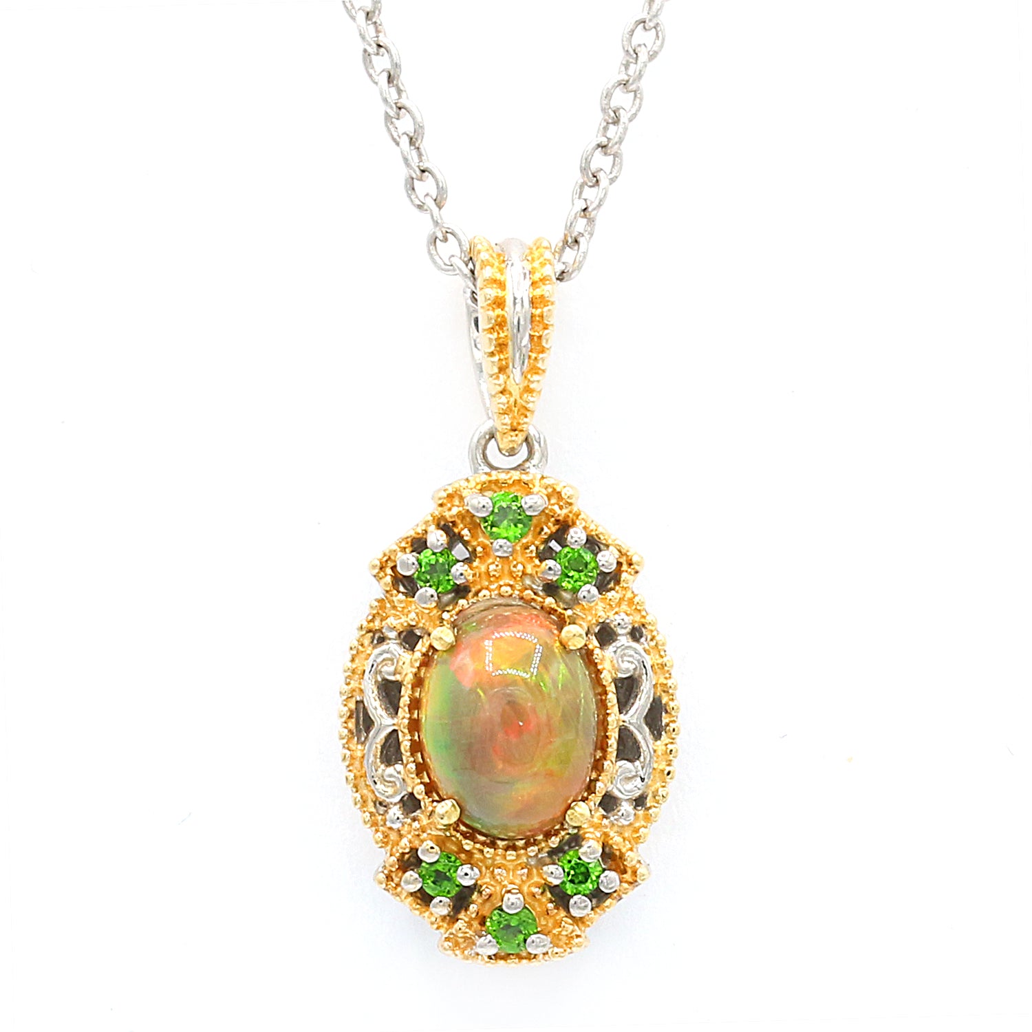 Gems en Vogue Chocolate Opal & Chrome Diopside Pendant