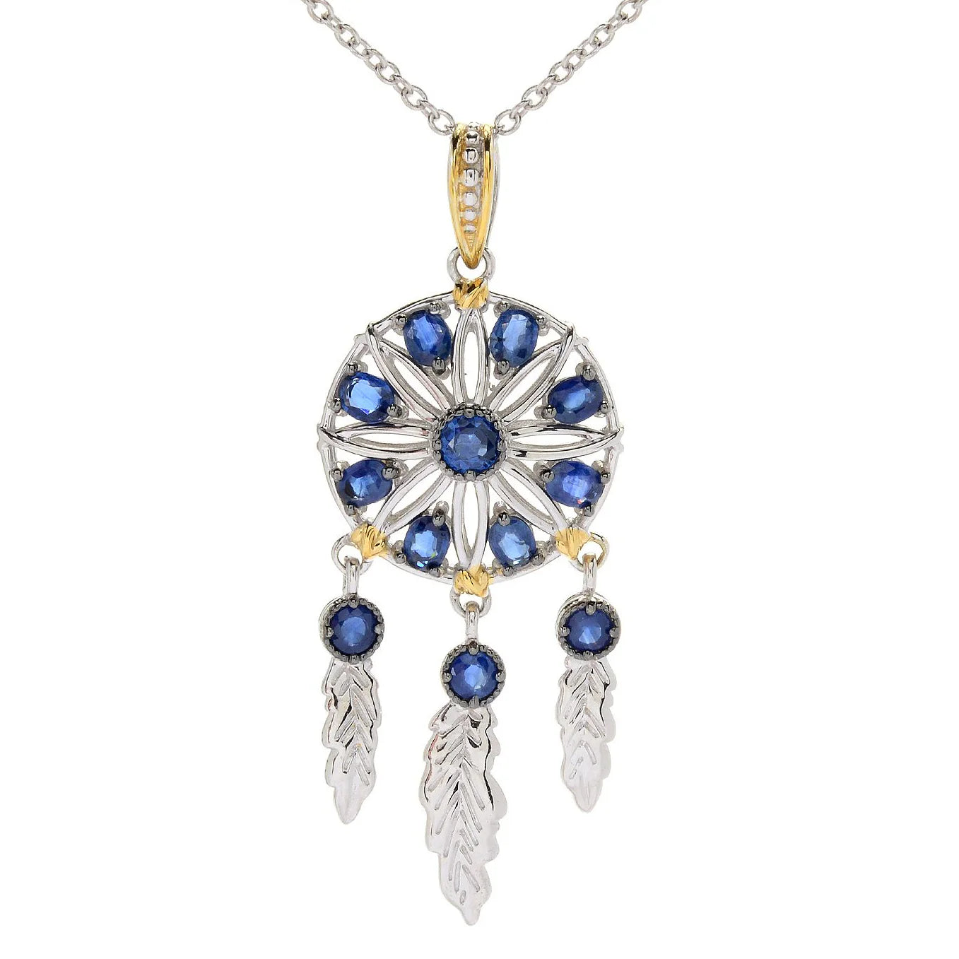 Gems en Vogue 2.84ctw Royal Blue Sapphire Dream Catcher Pendant