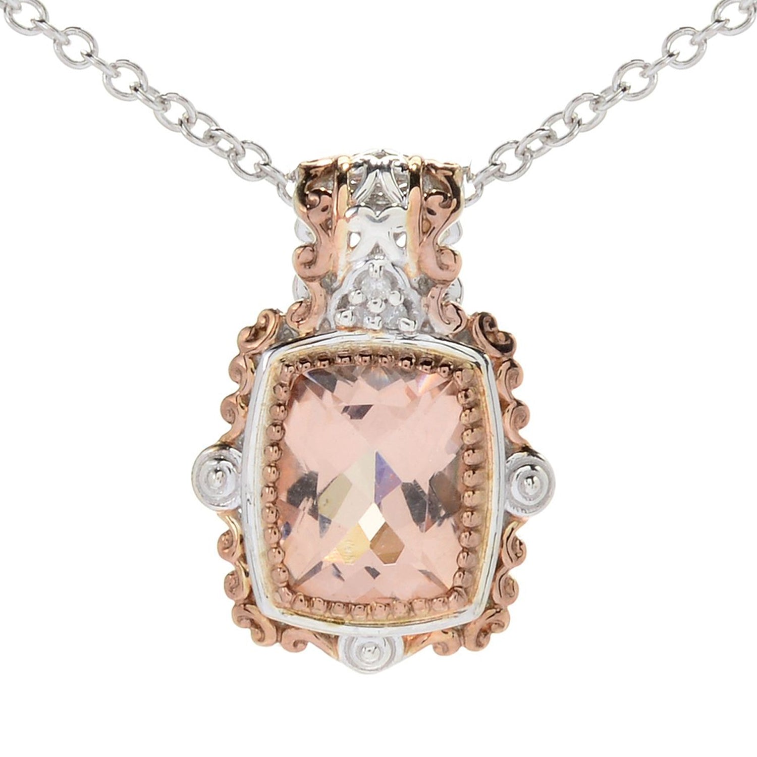 Gems en Vogue 2.08ctw Peach Morganite & Diamond Pendant