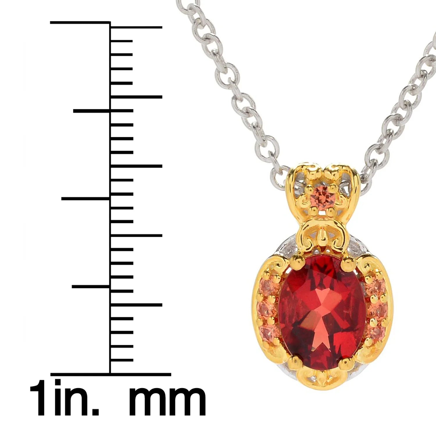 Gems en Vogue 1.07ctw Andesine & Orange Sapphire Pendant