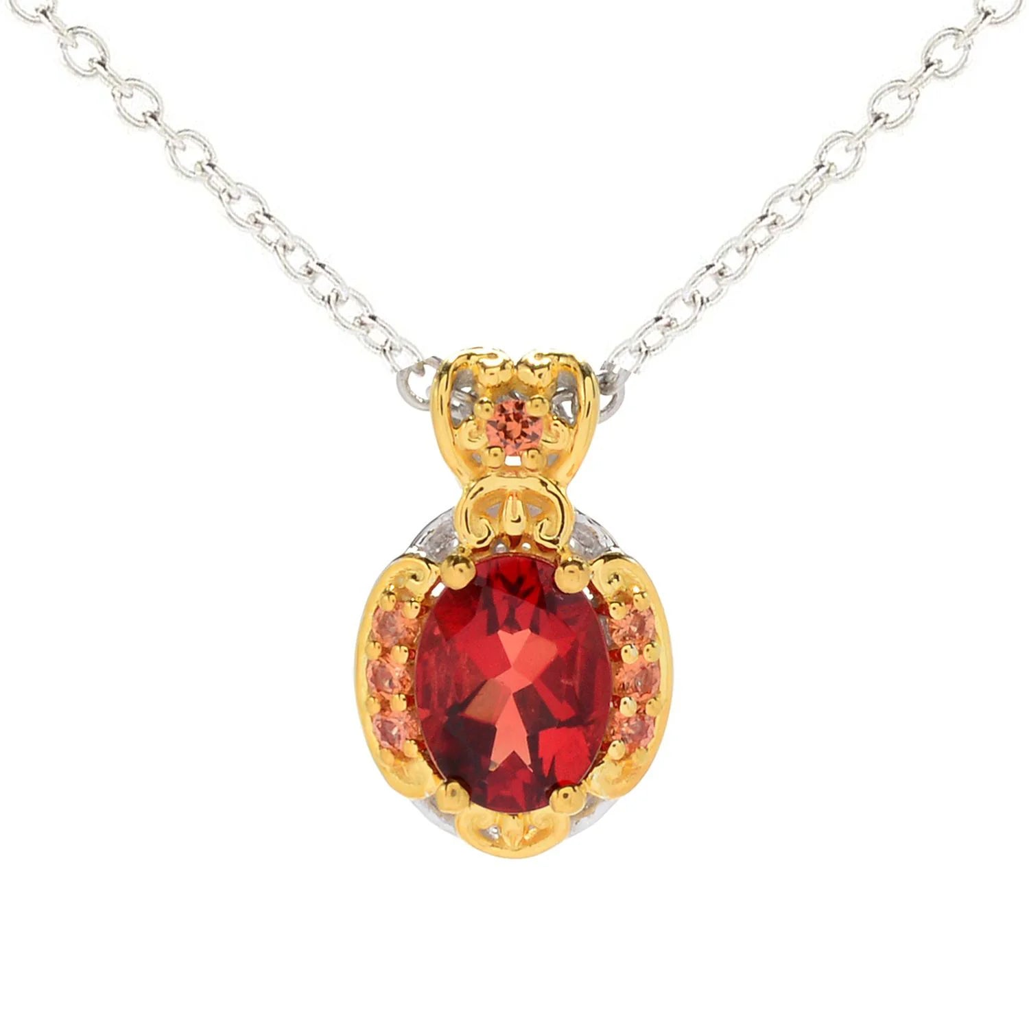 Gems en Vogue 1.07ctw Andesine & Orange Sapphire Pendant