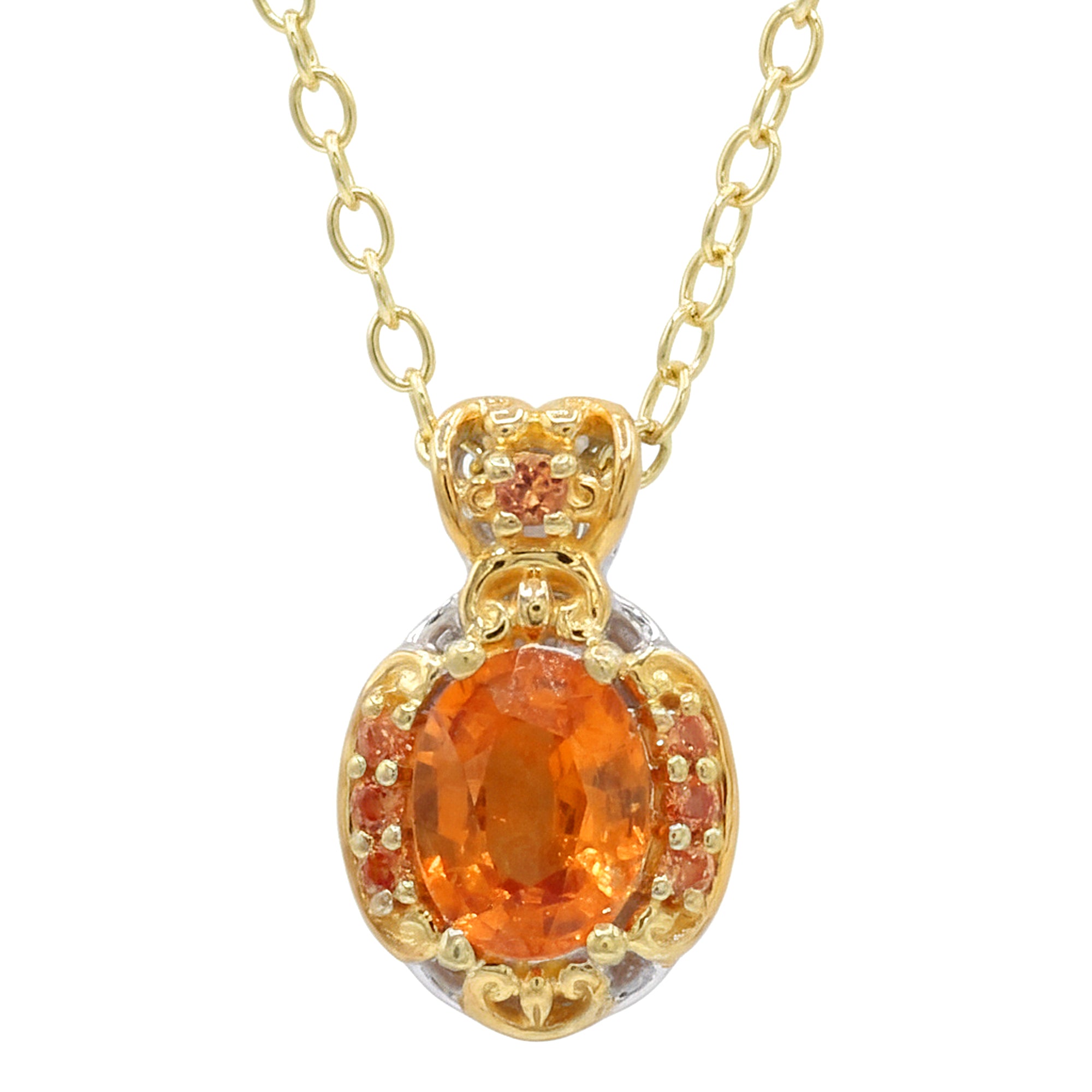 Gems en Vogue One-of-a-Kind 24K Palladium Silver 1.62ctw Spessartite Garnet & Orange Sapphire Pendant