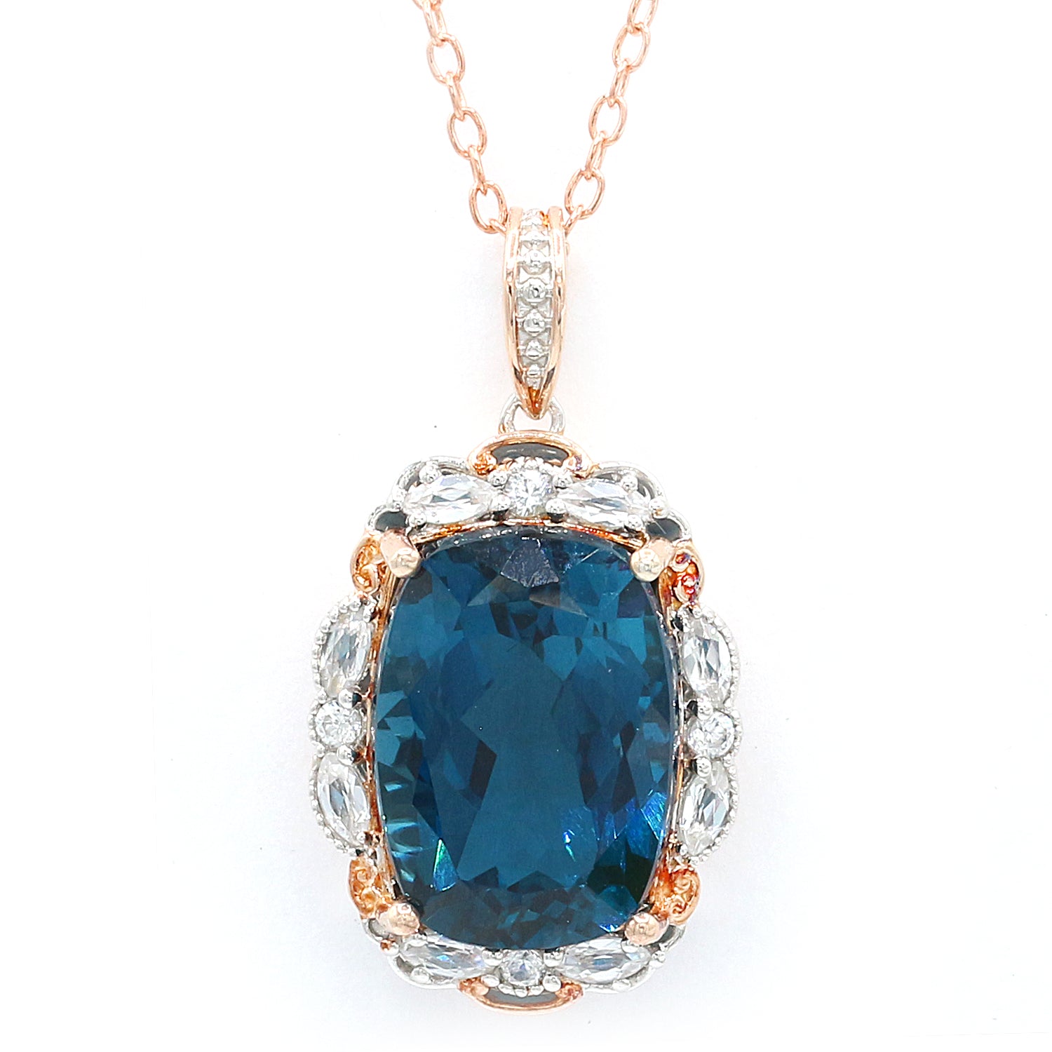 Limited Edition Gems en Vogue One-of-a-Kind 19.43ctw London Blue Topaz & White Zircon Pendant