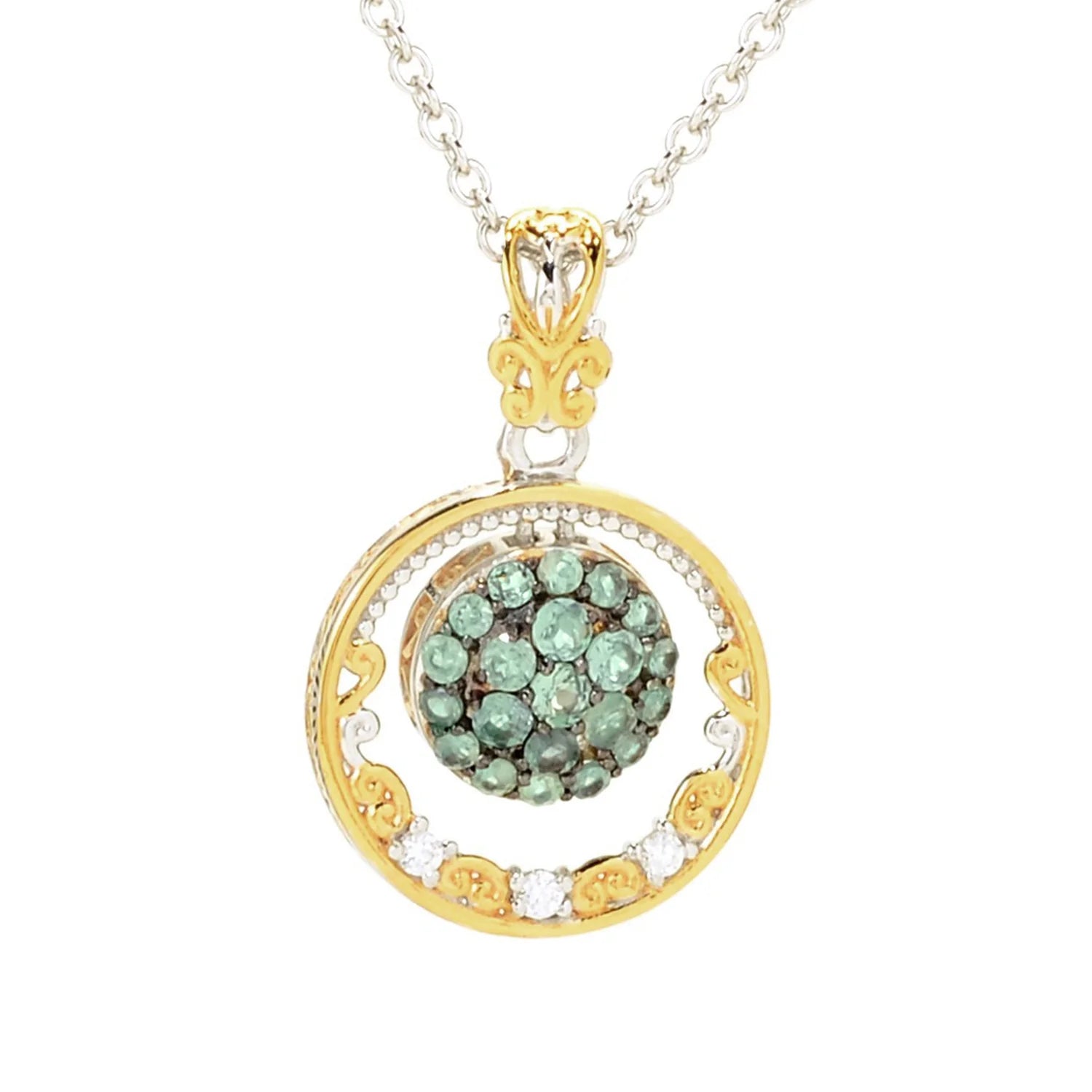 Gems en Vogue 0.90ctw Alexandrite & White Zircon Open Circle Pendant