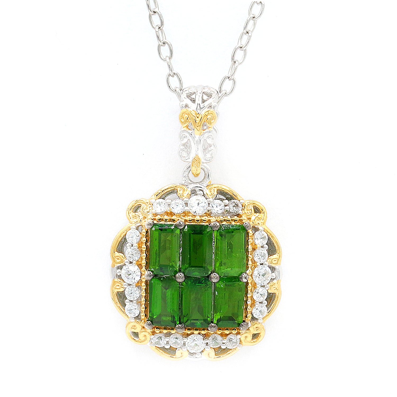 Gems en Vogue 2.85ctw Chrome Diopside & White Zircon Pendant