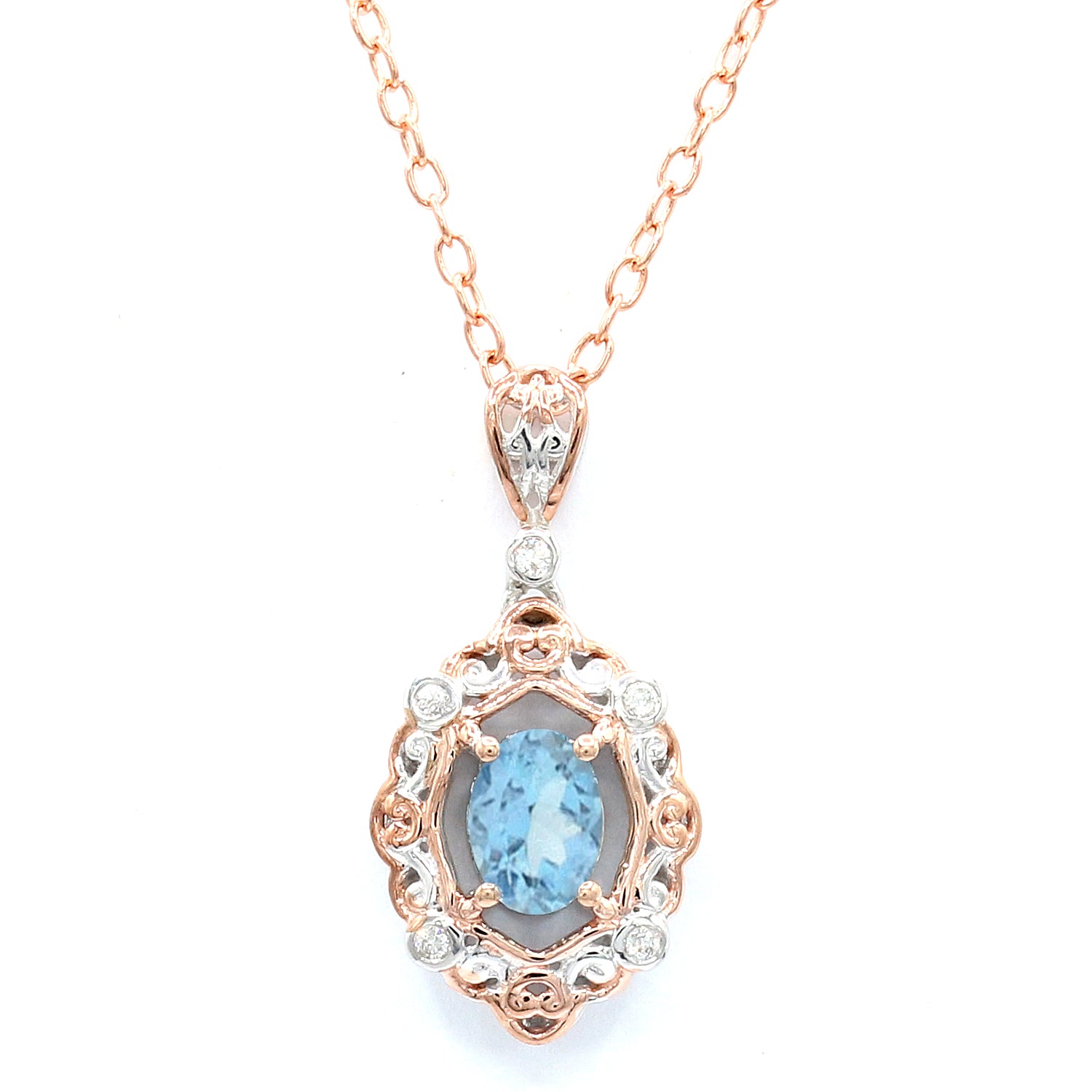 Gems en Vogue One-of-a-Kind 0.76ctw Tanzanian Aquamarine & Diamond Pendant