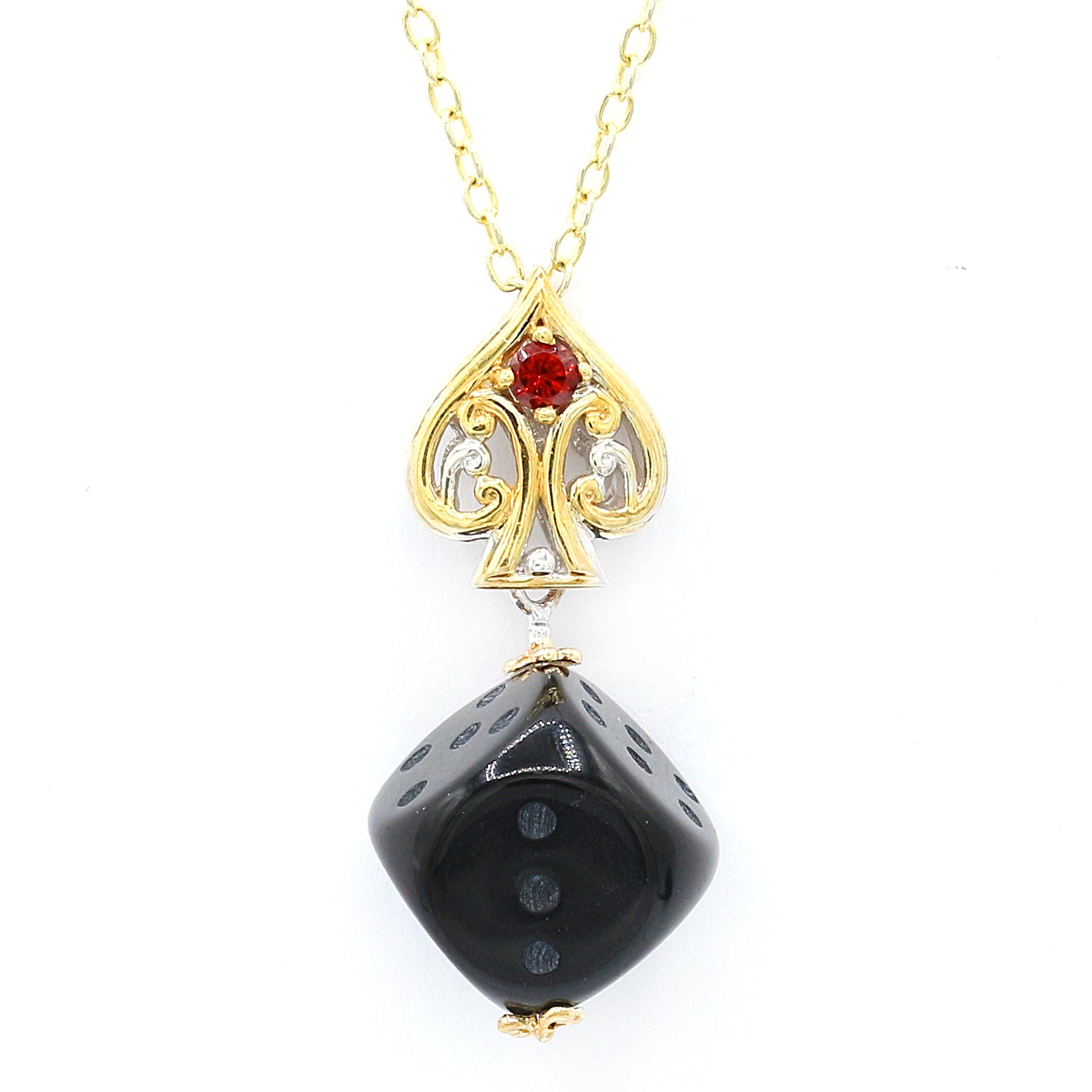 Gems en Vogue One-of-a-kind Black Obsidian & Garnet Dice Pendant