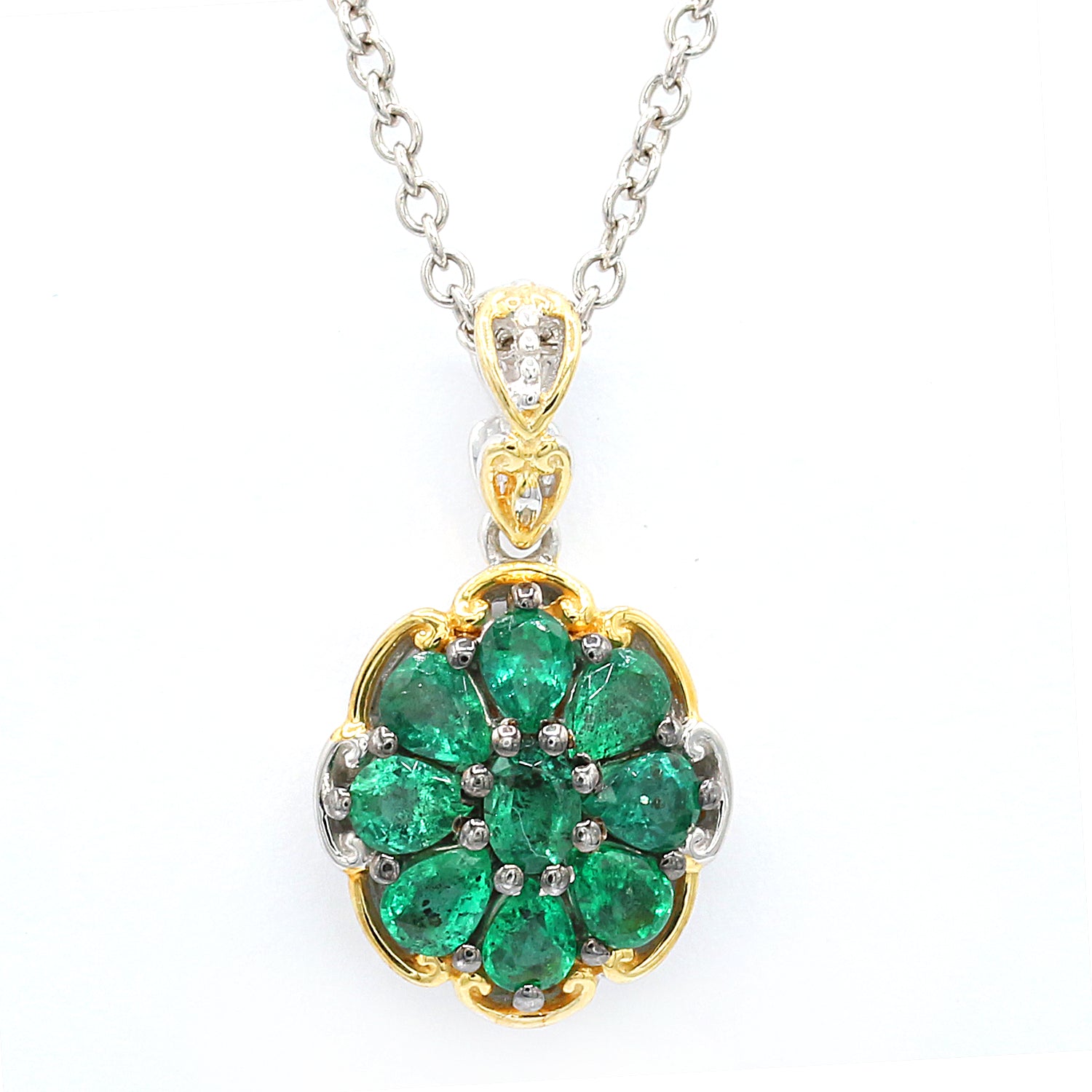 Gems en Vogue 1.41ctw Grizzly Emerald Cluster Pendant