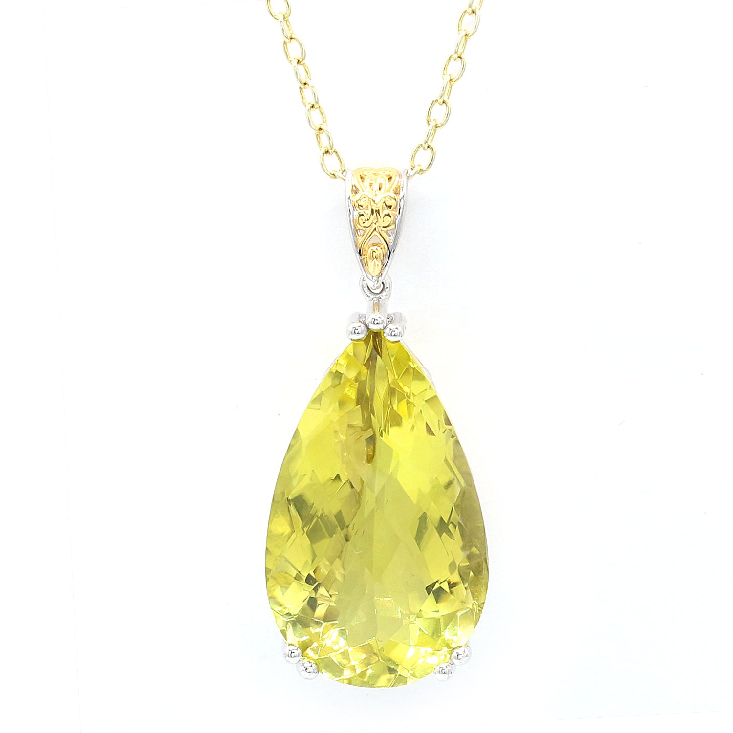 Gems en Vogue 16.06ctw Pearshaped Ouro Verde Honker Pendant