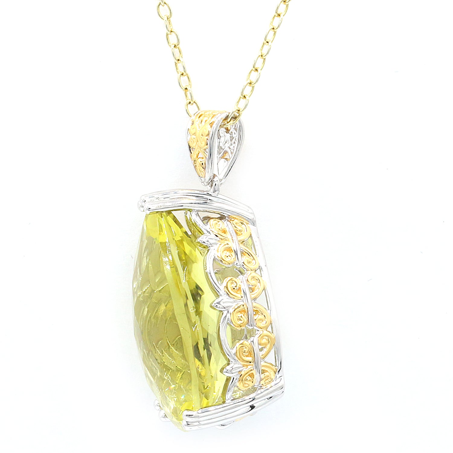 Gems en Vogue 16.06ctw Pearshaped Ouro Verde Honker Pendant