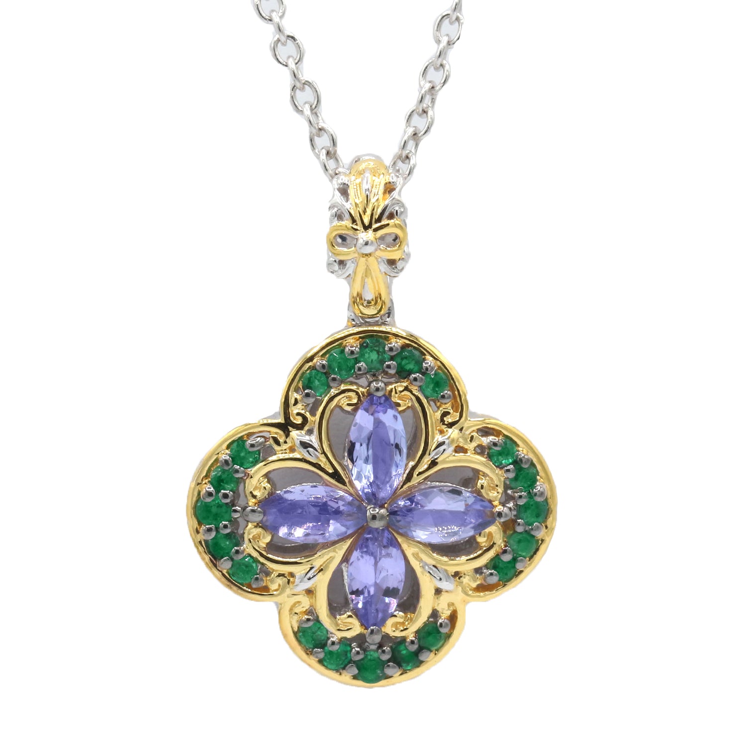 Gems en Vogue 1.25ctw Tanzanite & Grizzly Emerald Pendant