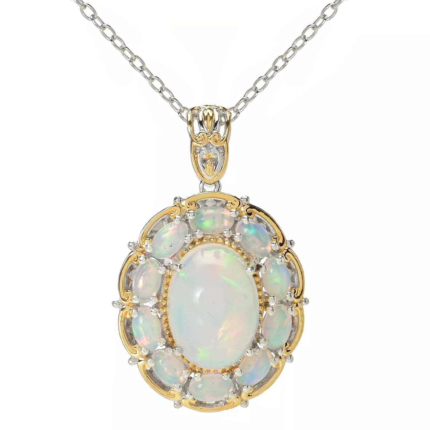 Gems en Vogue Ethiopian Opal Halo Pendant