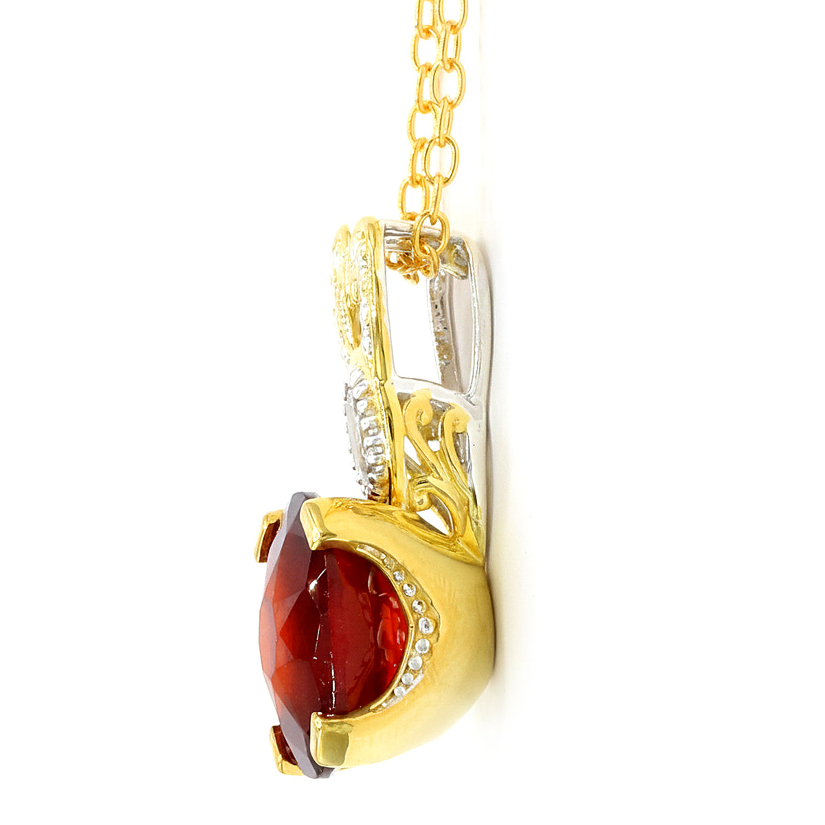 Gems en Vogue 24K Palladium Silver 6.50ctw Hessonite Garnet & White Zircon Pendant