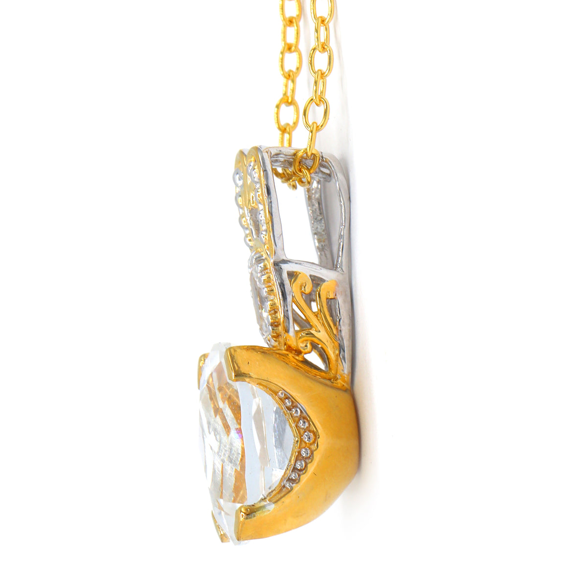 Gems en Vogue 24K Palladium Silver 4.30ctw Clear Quartz & White Zircon Pendant