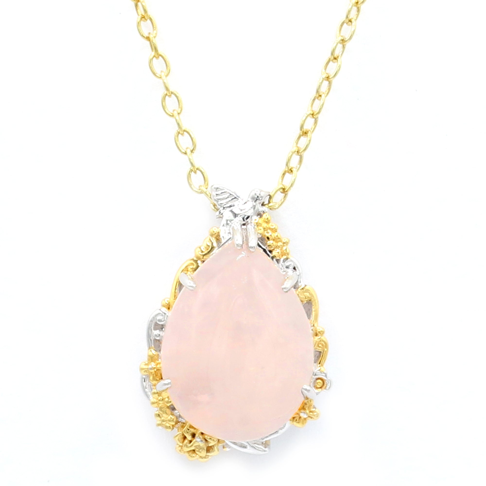 Gems en Vogue One-of-a-Kind 24K Palladium Silver Rose Quartz Hummingbird Pendant