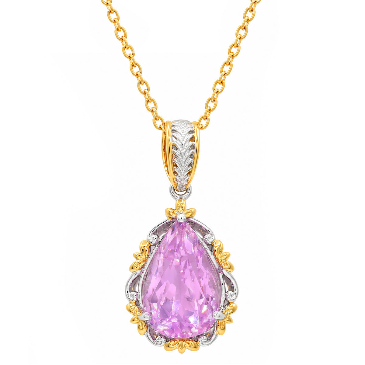 Gems en Vogue One-of-a-Kind 24K Palladium Silver 14.08ctw Pink Kunzite Pendant