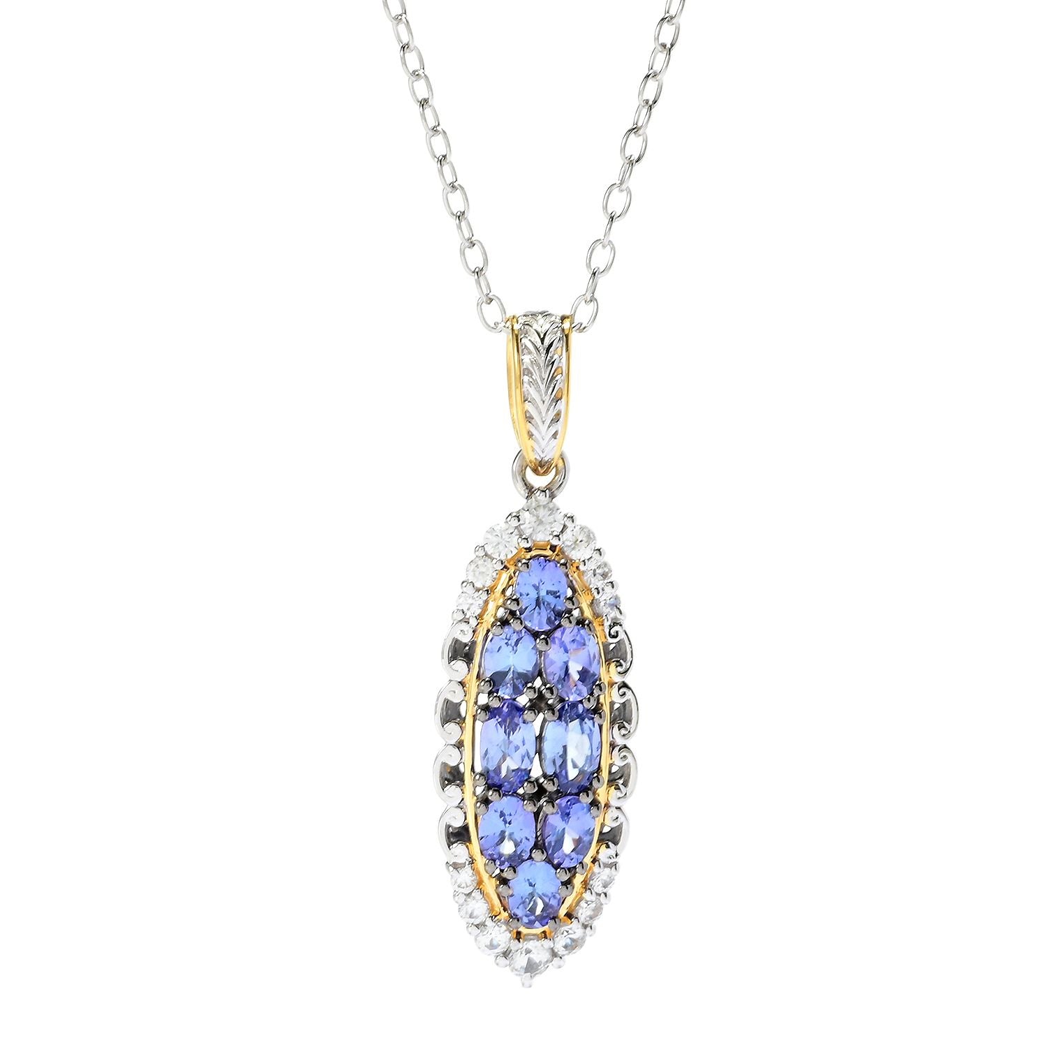 Gems en Vogue 2.11ctw Tanzanite & White Zircon Pendant