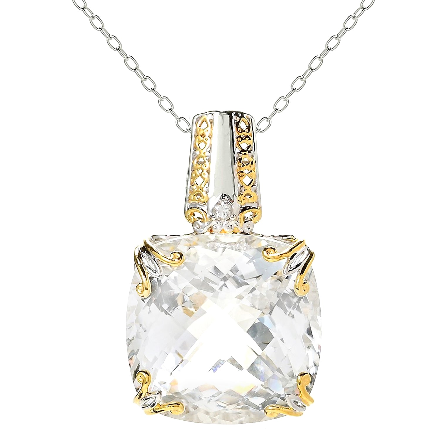 Gems en Vogue 50.10ctw Clear Quartz & White Zircon Honker Pendant