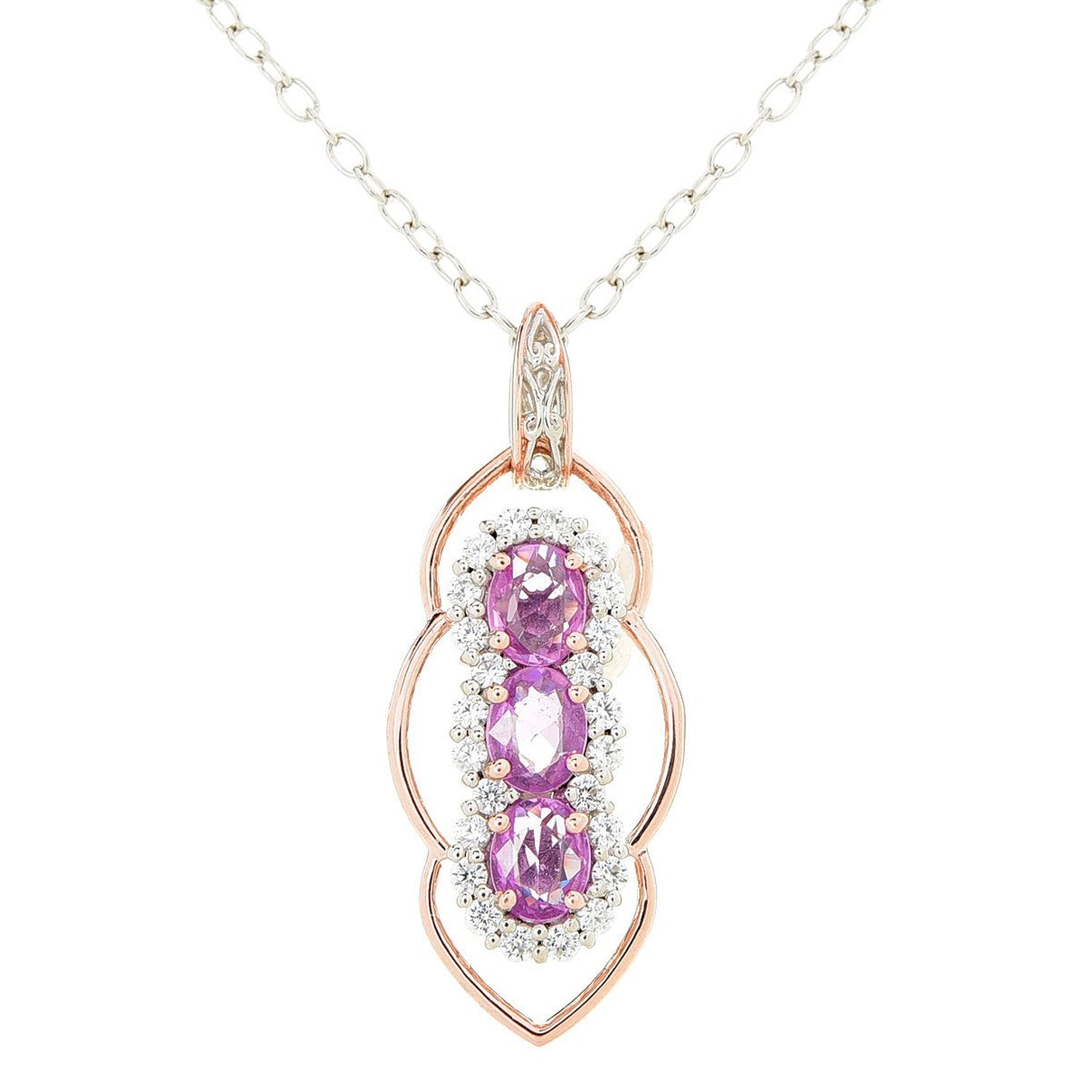 Gems en Vogue 2.16ctw Purple Sapphire & White Zircon Pendant