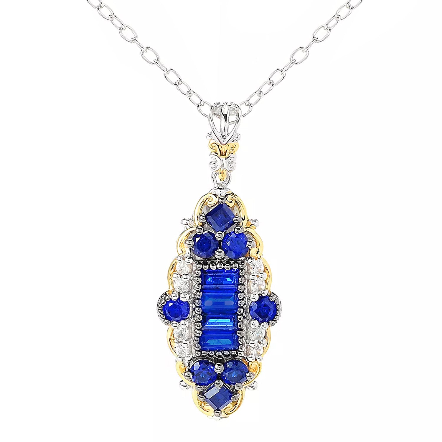 Gems en Vogue 1.55ctw Cobalt Blue Spinel & White Zircon Pendant