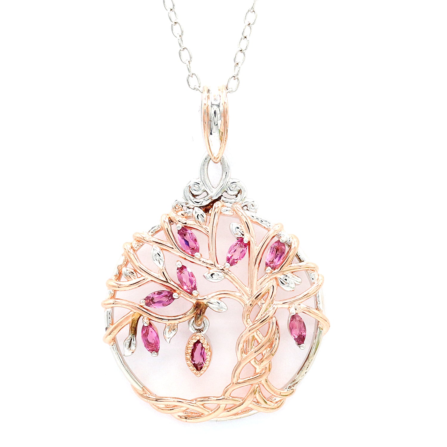 Gems en Vogue 0.64ctw Pink Tourmaline Tree of Life Pendant