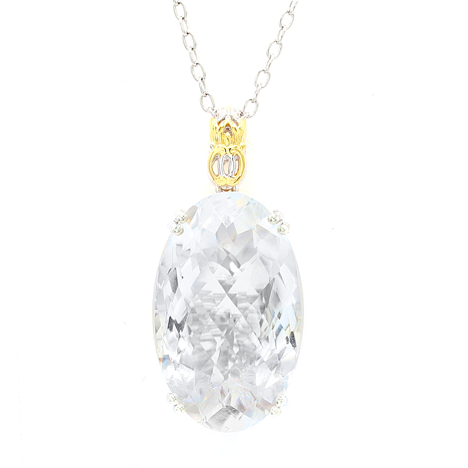 Gems en Vogue 18.90ctw Oval Clear Quartz Pendant