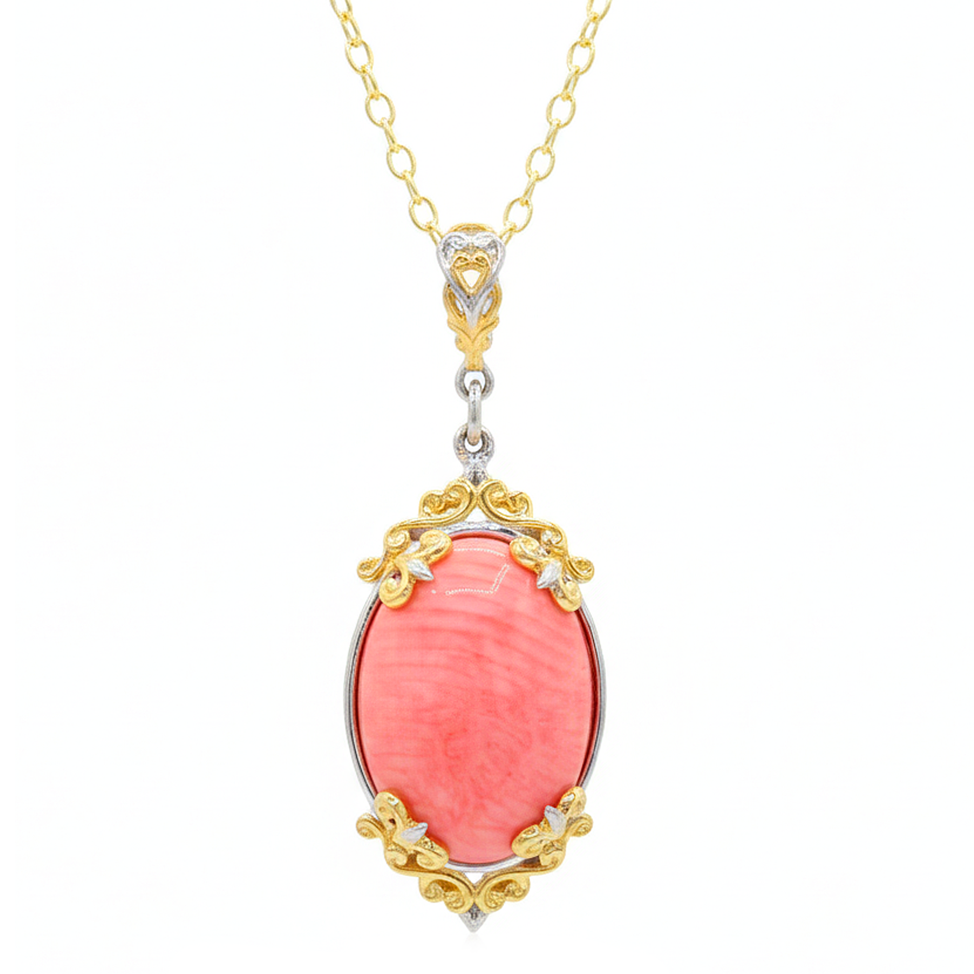 Gems en Vogue 24K Palladium Silver Salmon Coral Pendant