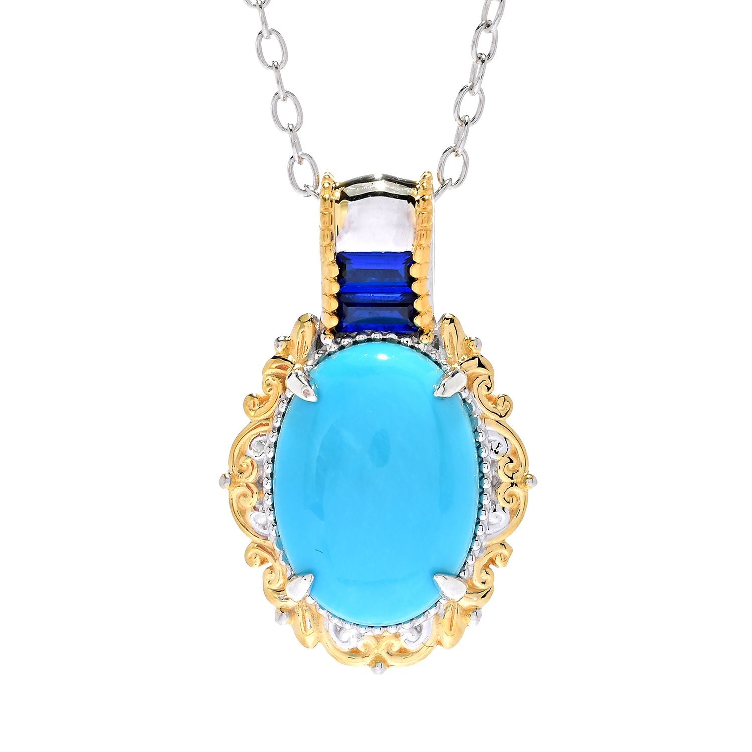 Gems en Vogue Sleeping Beauty Turquoise & Cobalt Blue Spinel Pendant