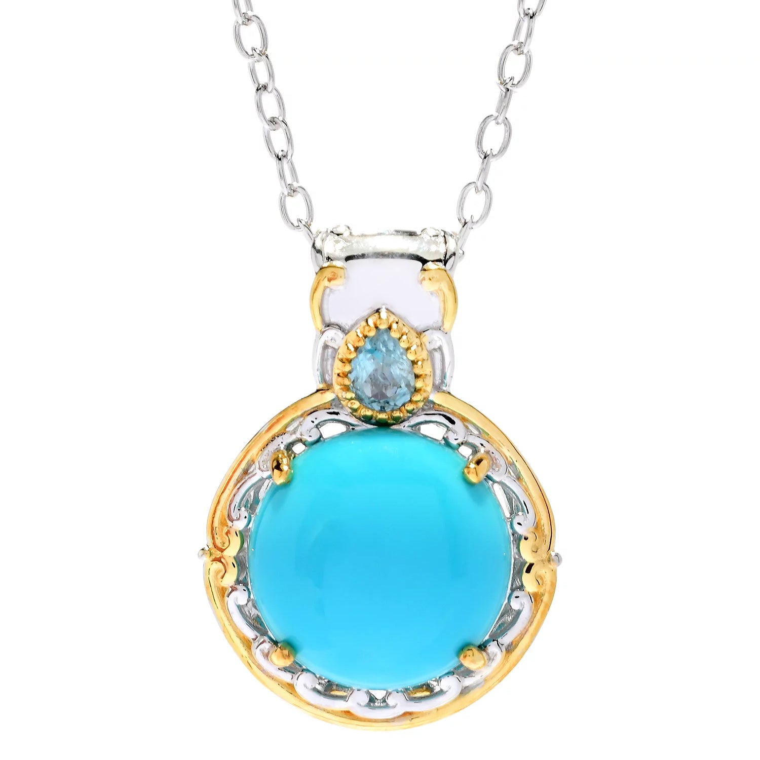 Gems en Vogue Sleeping Beauty Turquoise & Tanzanian Aquamarine Pendant