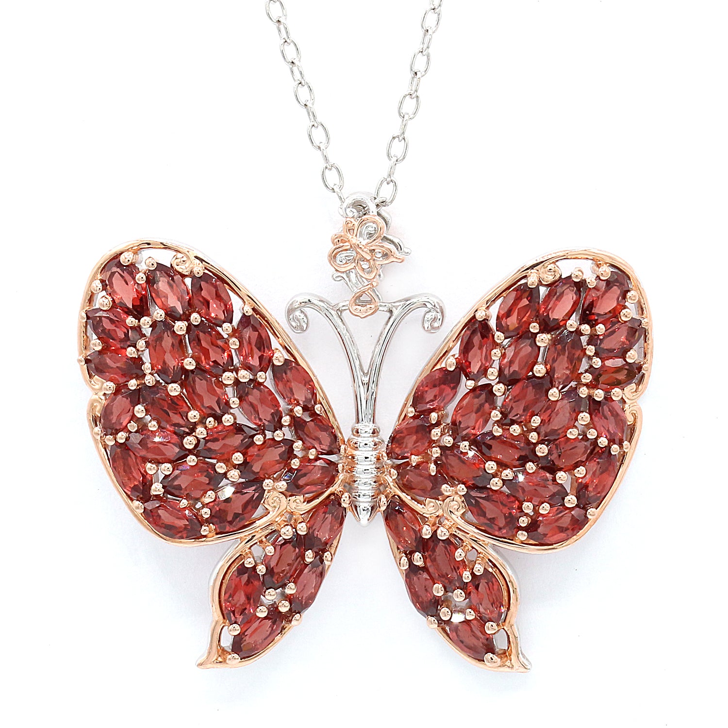 Gems en Vogue 10.00ctw Umba River Rose Garnet Butterfly Pendant