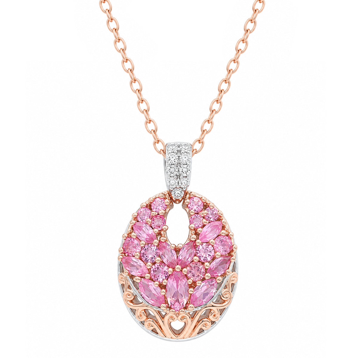 Gems en Vogue 18K Palladium Silver 1.90ctw Pink Spinel & White Zircon Pendant