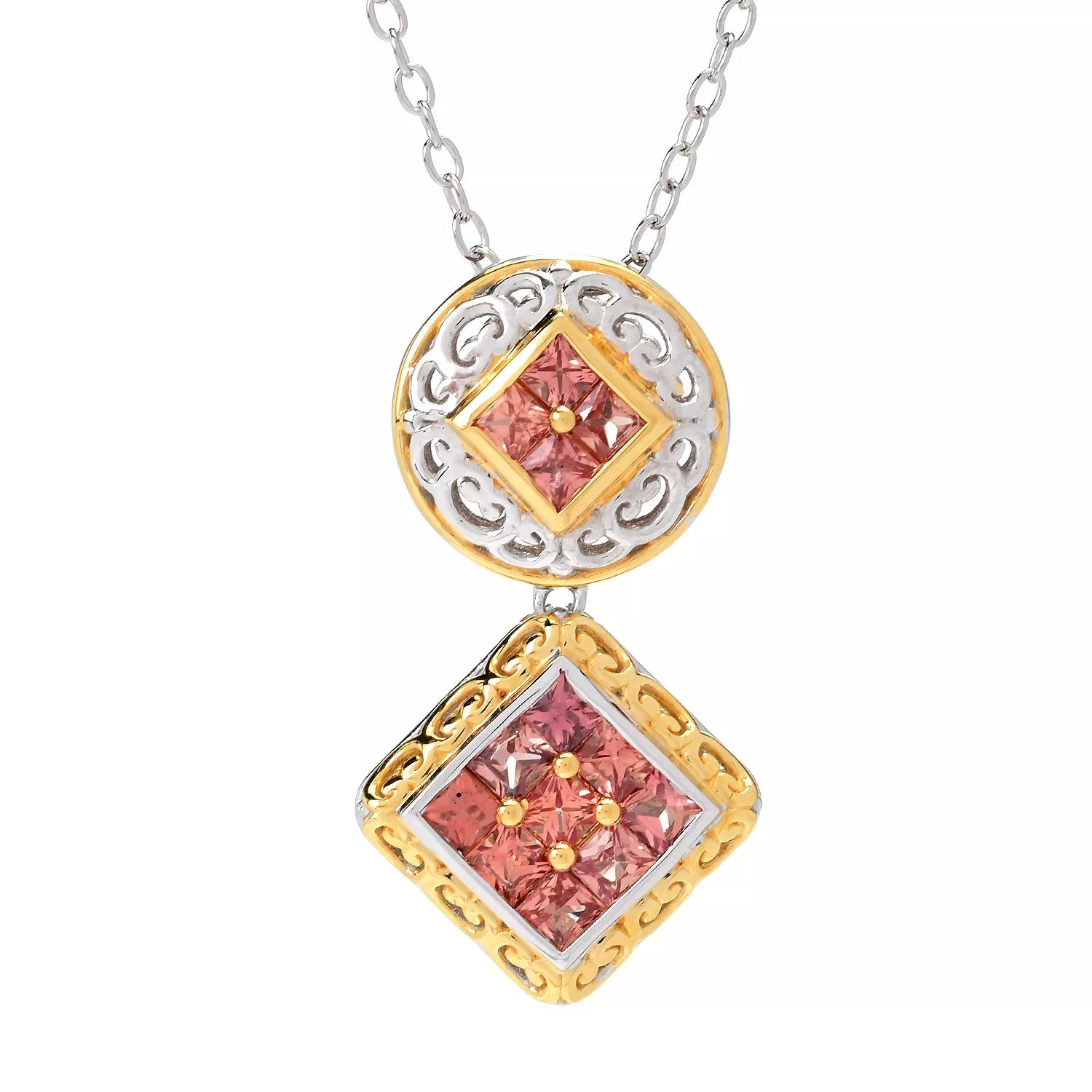 Gems en Vogue 1.30ctw Princess Cut Orange Sapphire Pendant