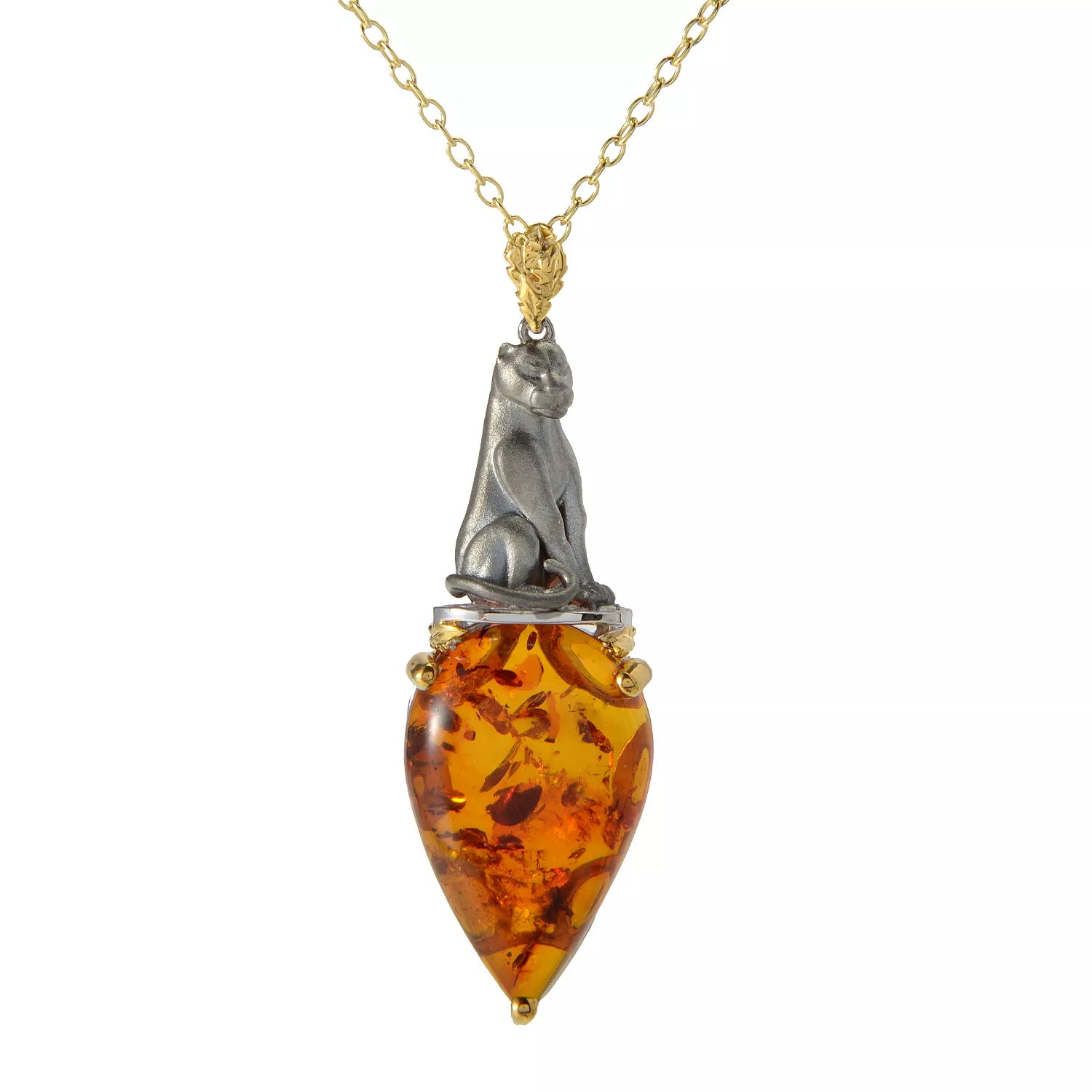 Gems en Vogue Pear Shape Amber Panther Pendant