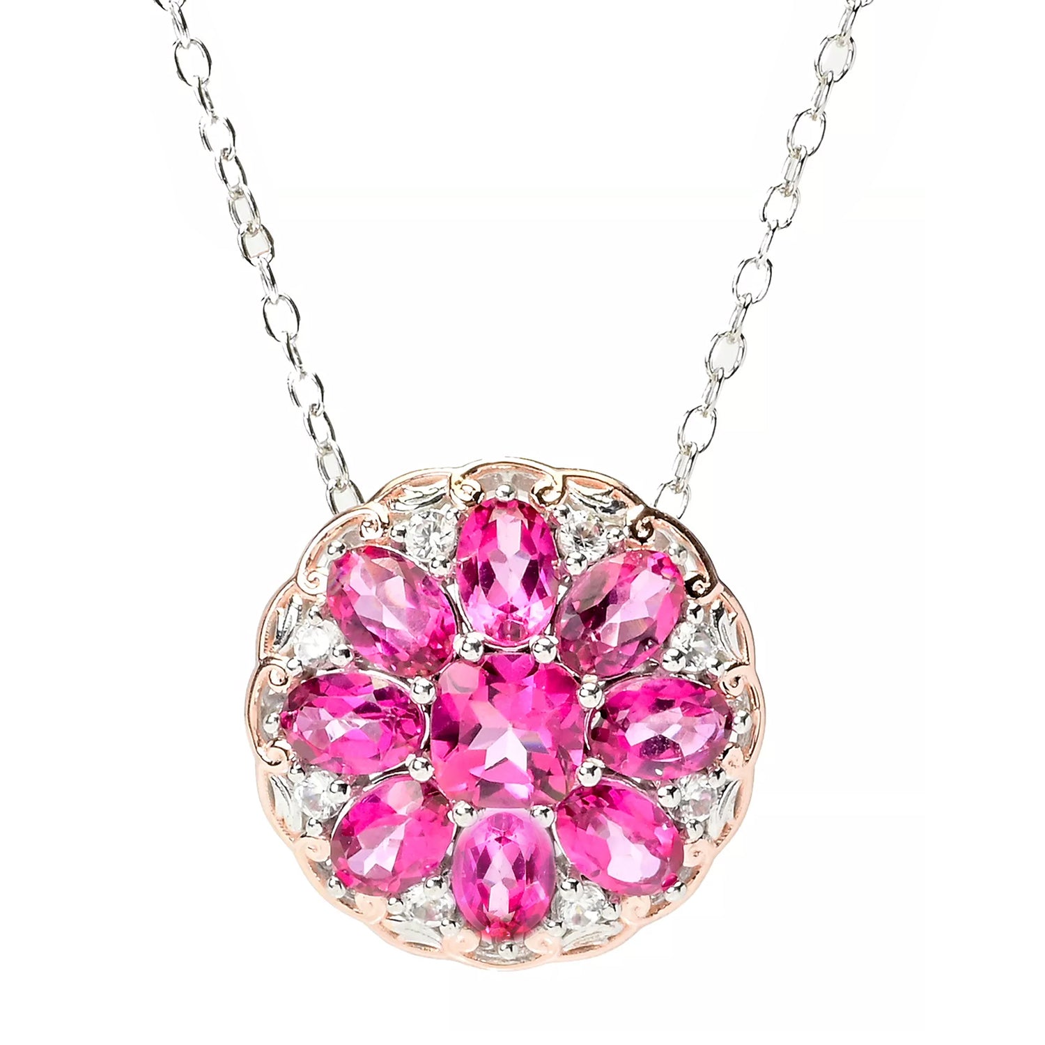 Gems en Vogue 5.71ctw Martha Rocha Color Pink Topaz & White Zircon Pendant