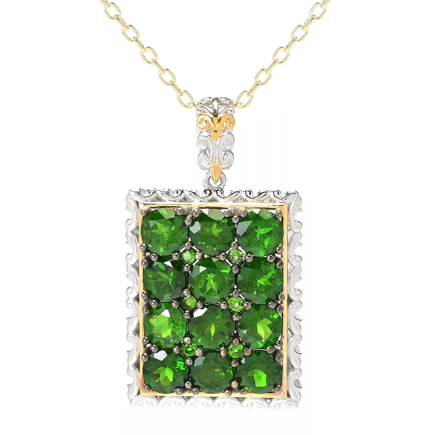 Gems en Vogue 6.72ctw Chrome Diopside Rectangle Pendant