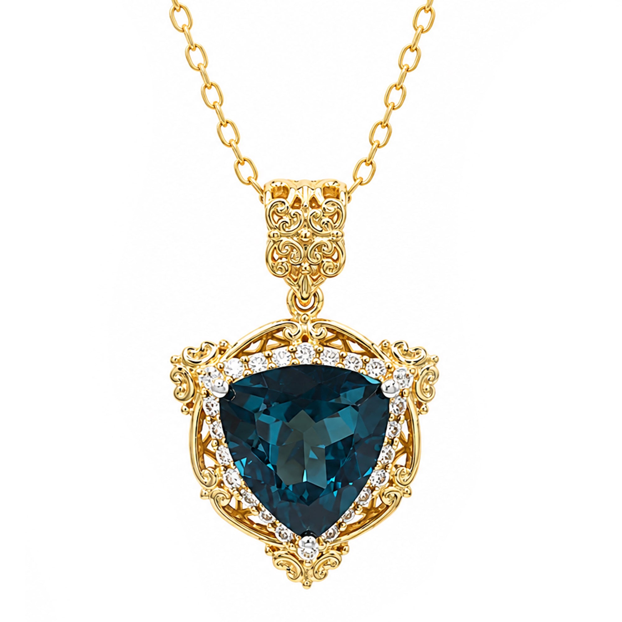 Gems en Vogue One-of-a-Kind 24K Palladium Silver 5.92ctw London Blue Topaz & White Zircon Halo Pendant