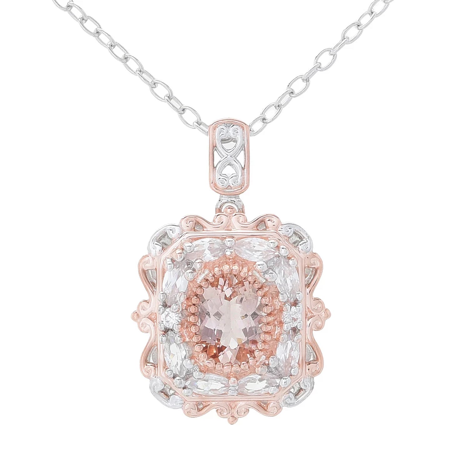 Gems en Vogue 2.00ctw Peach Morganite & White Zircon Pendant