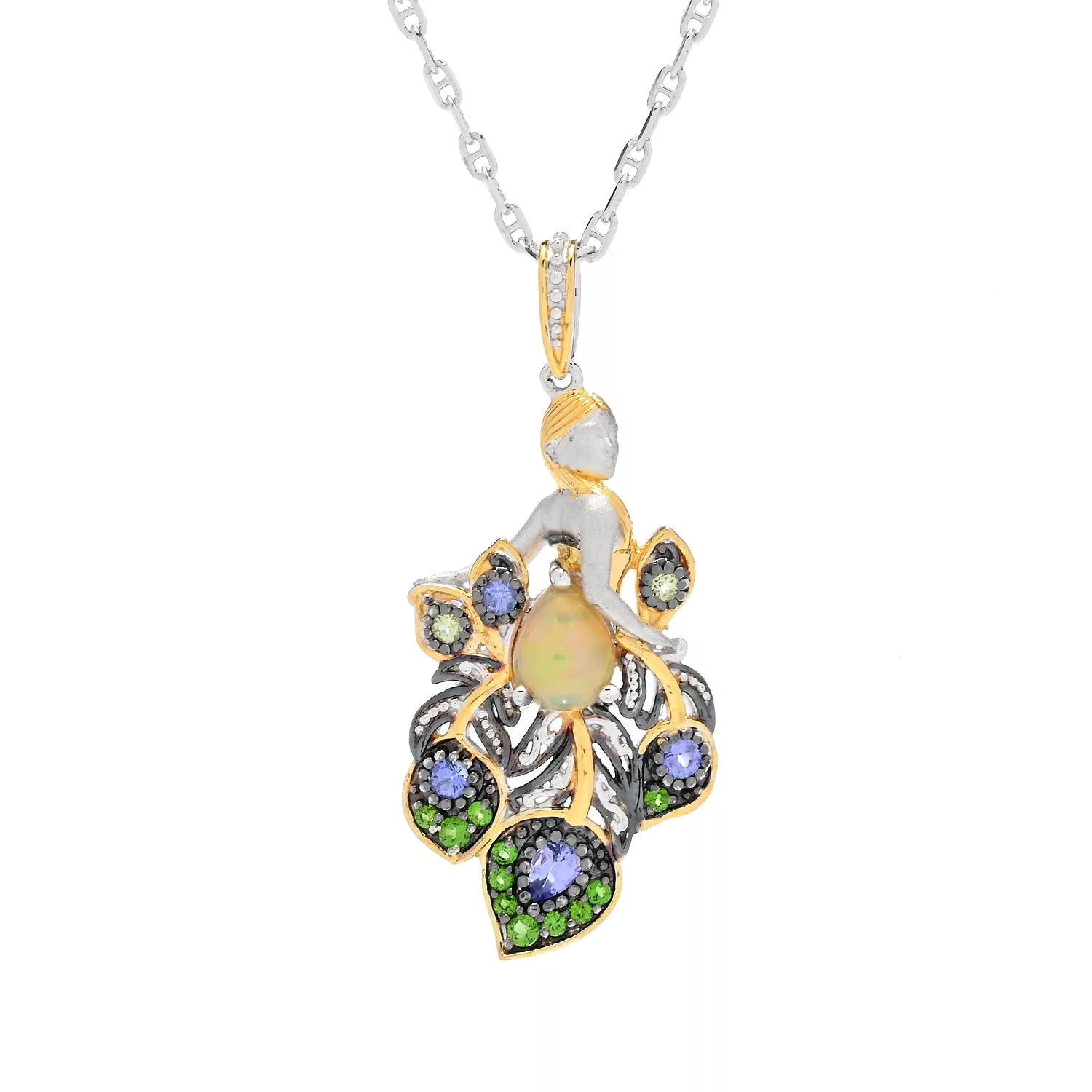 Gems en Vogue Ethiopian Opal & Multi Gemstones Lady Pendant