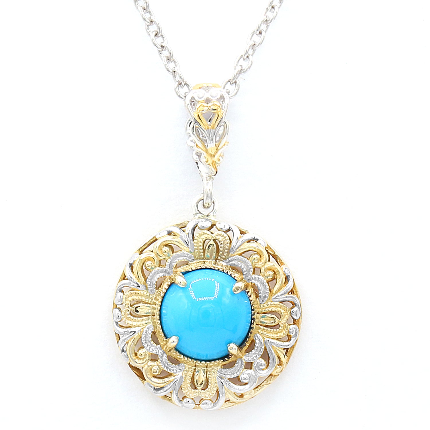 Gems en Vogue One-of-a-kind Round Sleeping Beauty Turquoise Pendant