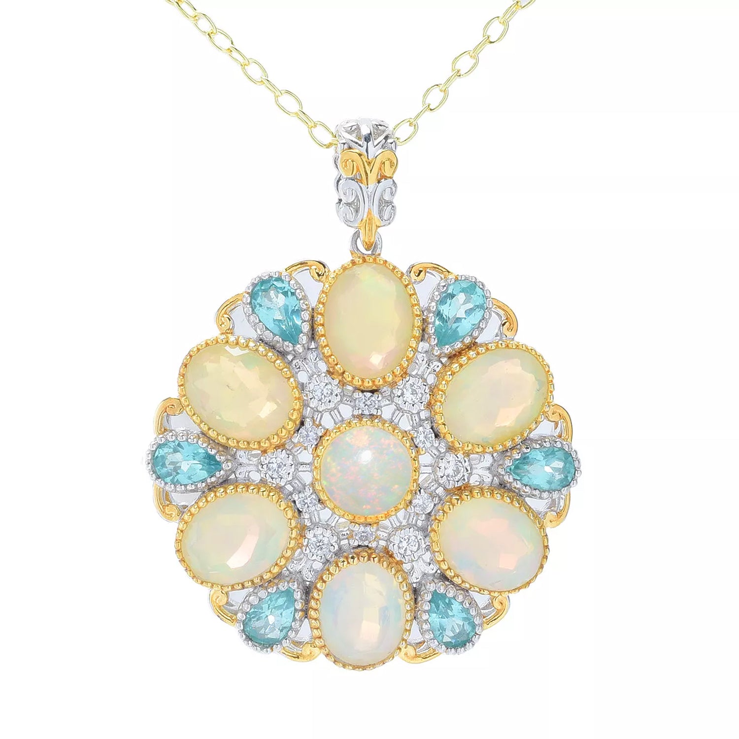 Gems en Vogue Ethiopian Opal, Dauphin Apatite & White Zircon Pendant