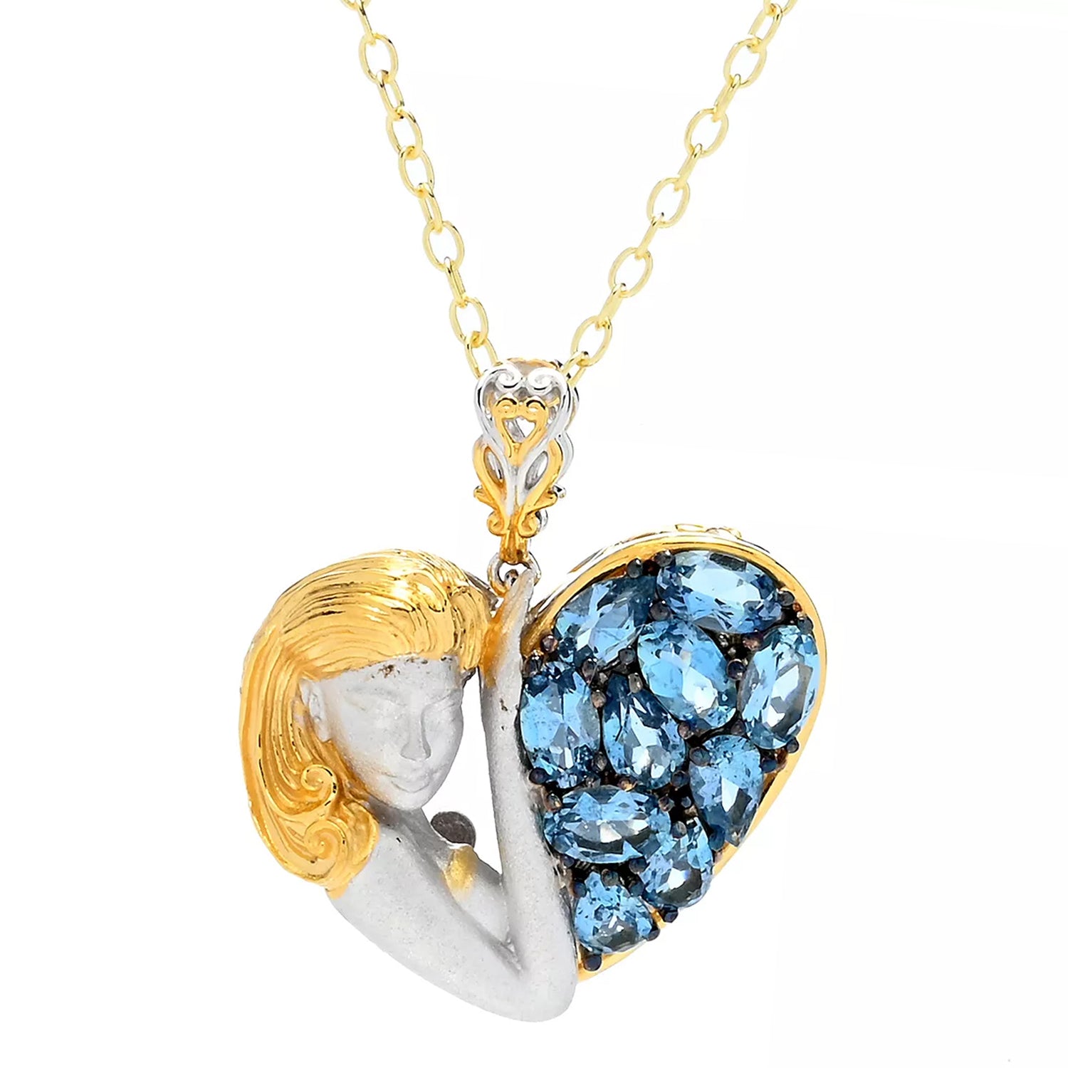 Gems en Vogue 1.64ctw Santa Maria Aquamarine Heart Shape Lady Pendant