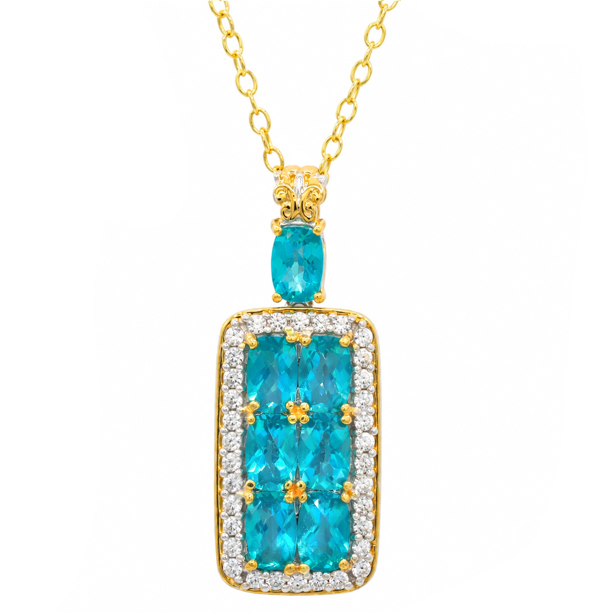 Gems en Vogue 24K Palladium Silver 5.08ctw Paraiba Topaz & White Zircon Pendant