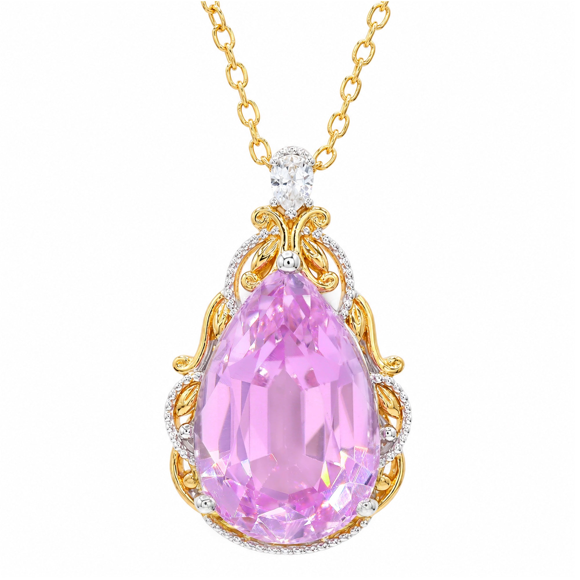 Gems en Vogue One-of-a-Kind 24K Palladium Silver 16.75ctw Pink Kunzite & White Zircon Pendant