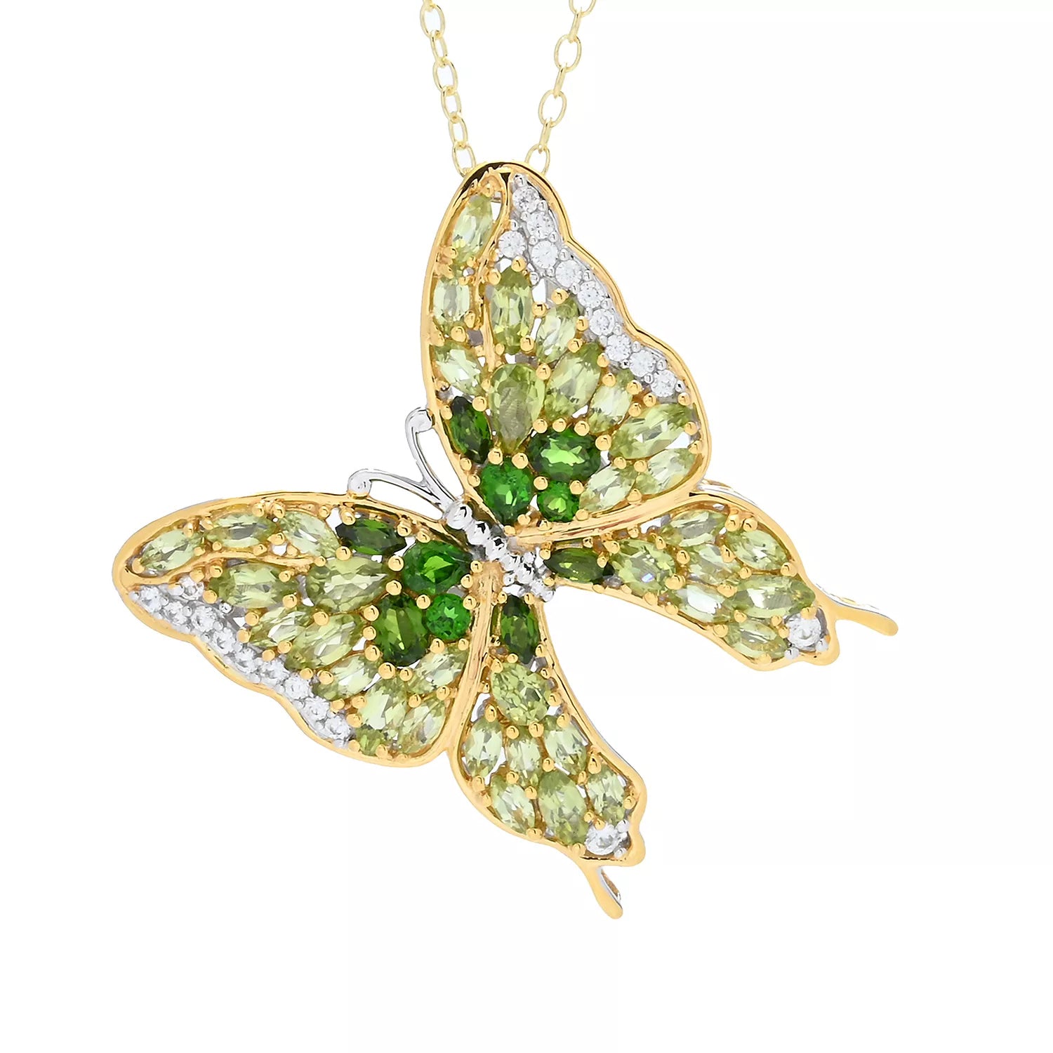 Gems en Vogue 7.25ctw Peridot & Multi Gemstones Butterfly Brooch/Pendant