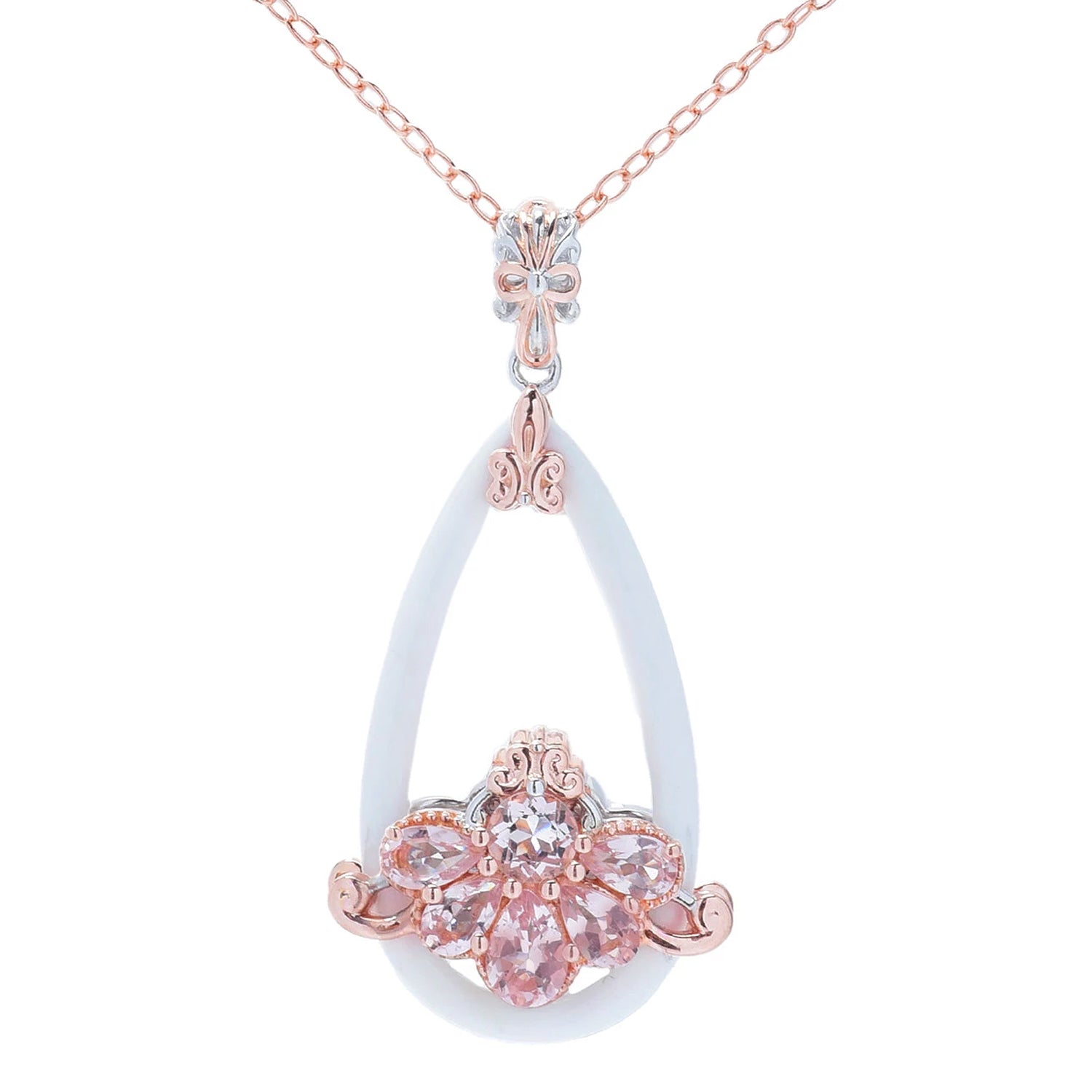 Gems en Vogue White Onyx & Pink Morganite Pendant