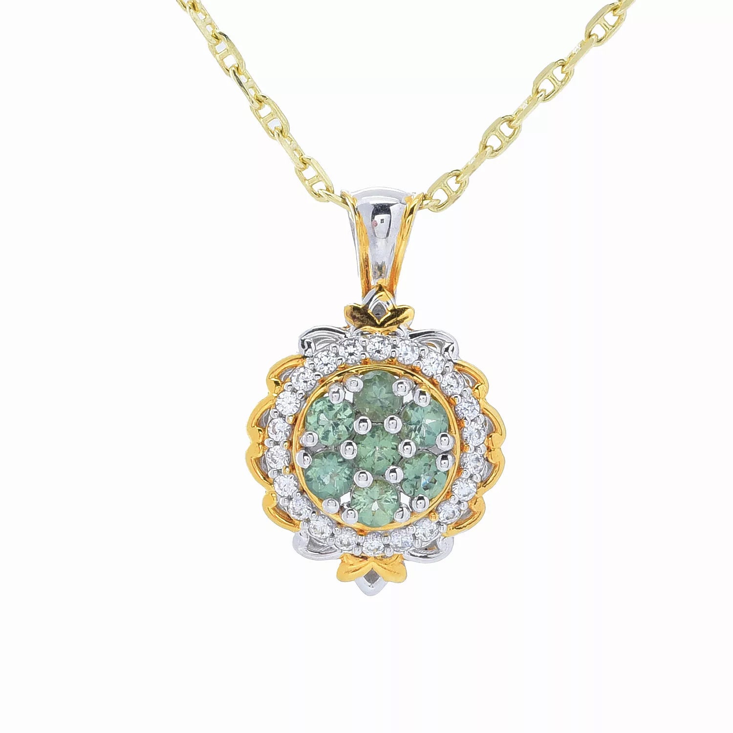 Gems en Vogue 1.41ctw Green Apatite & White Zircon Pendant